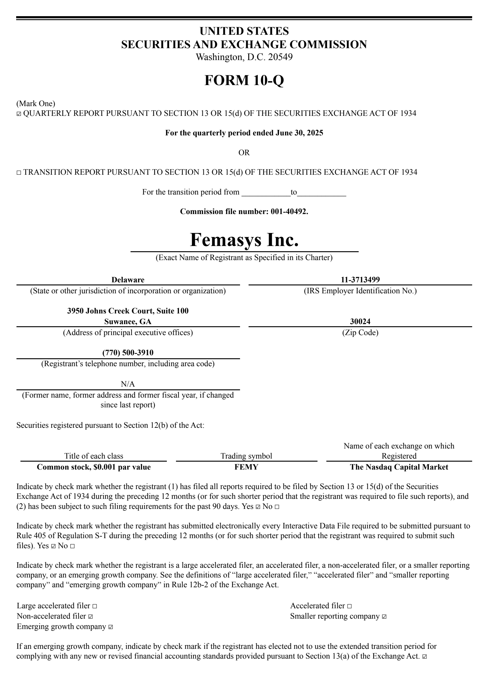Femasys' Q2 2025 Quarterly report