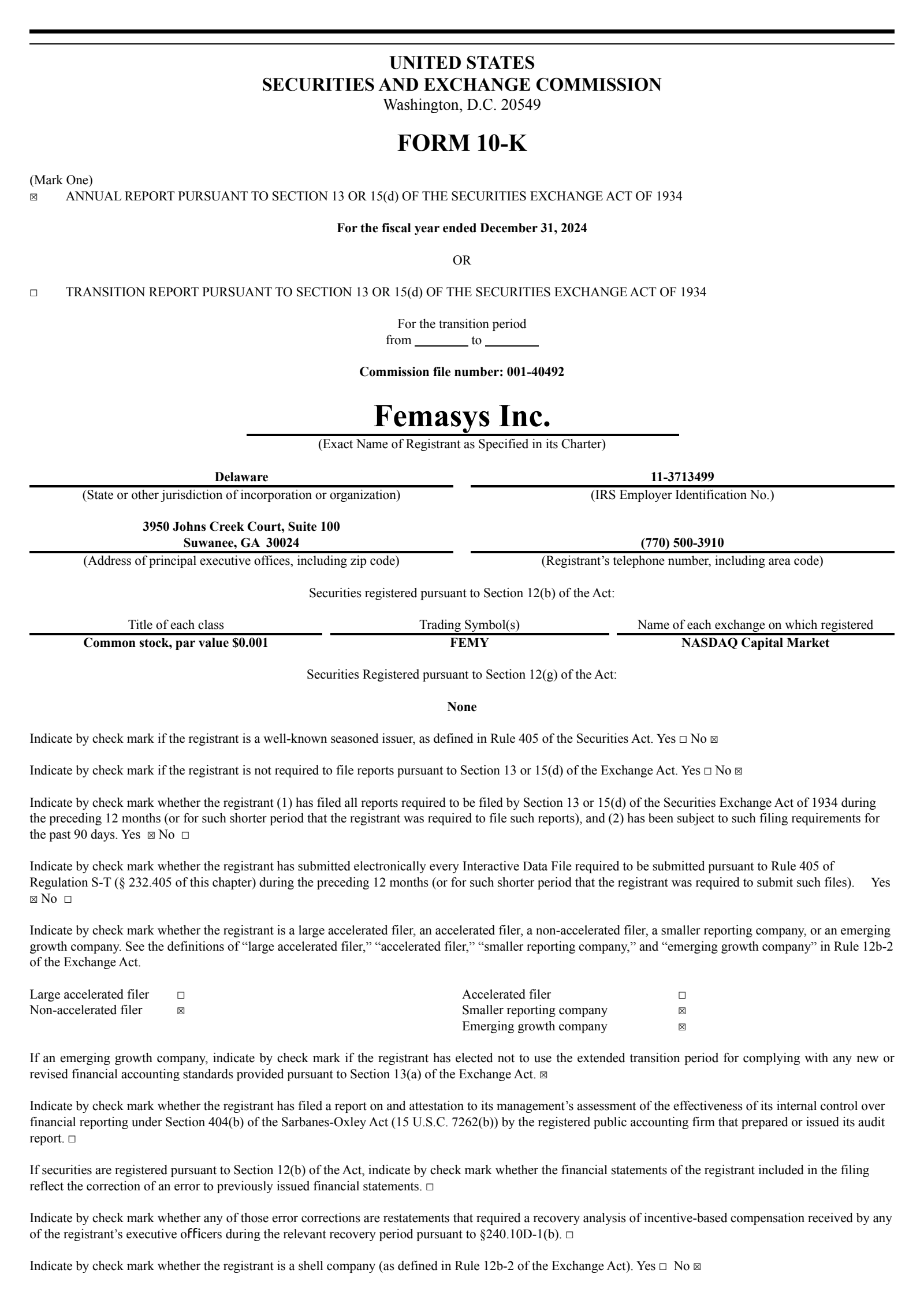 Femasys' Q4 2024 Annual report