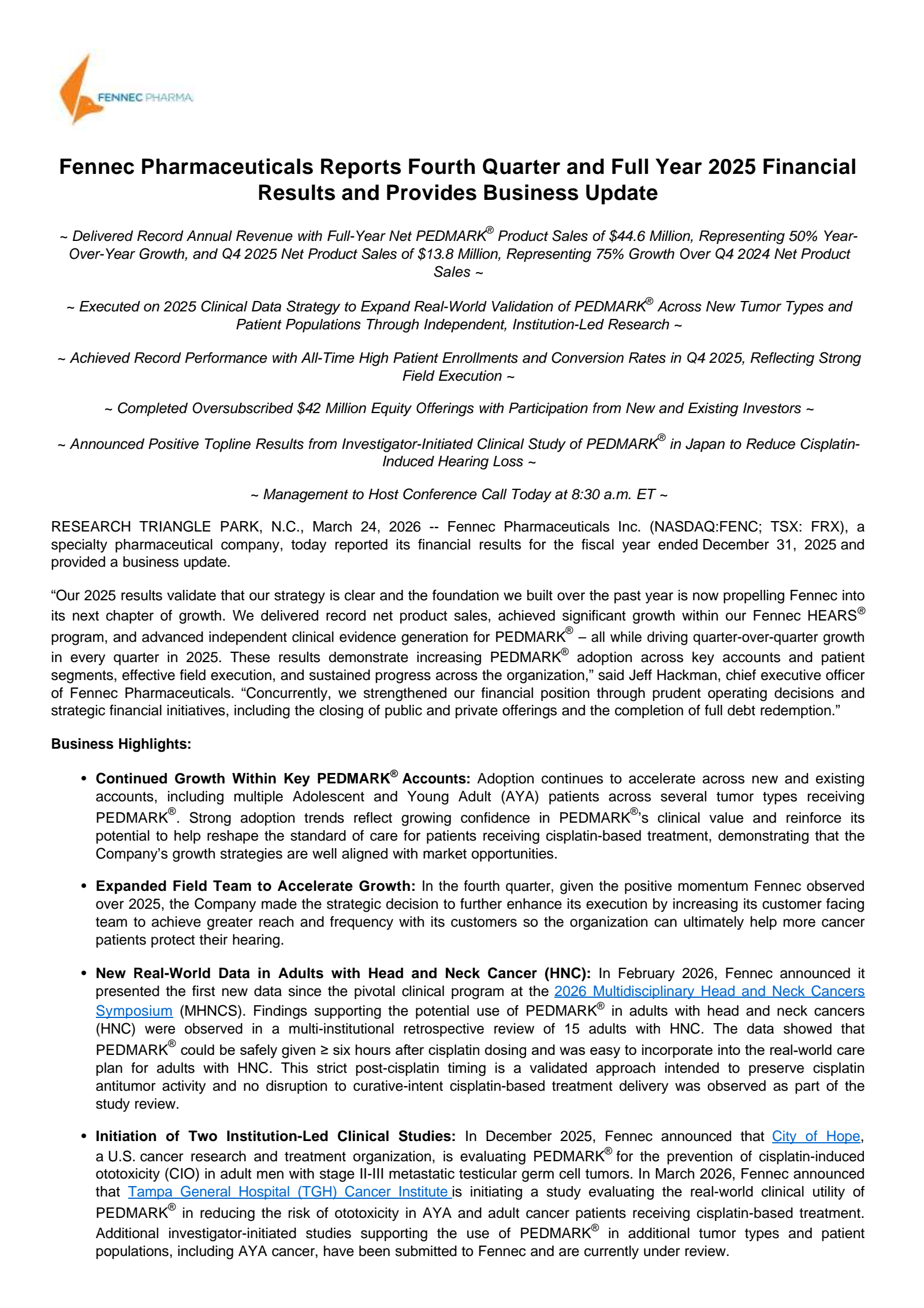 Adherex Technologies' Q4 2025 Press Release