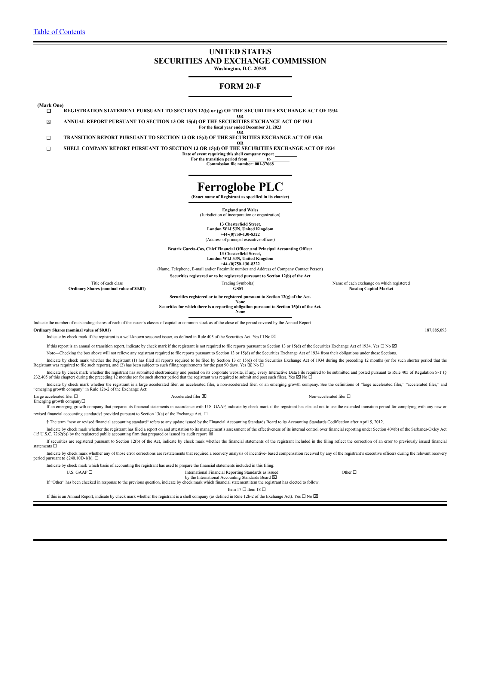 Ferroglobe's Q4 2023 Annual Report