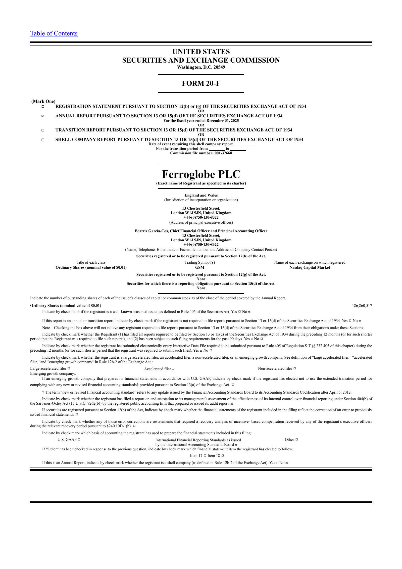 Ferroglobe's Q4 2025 Annual report