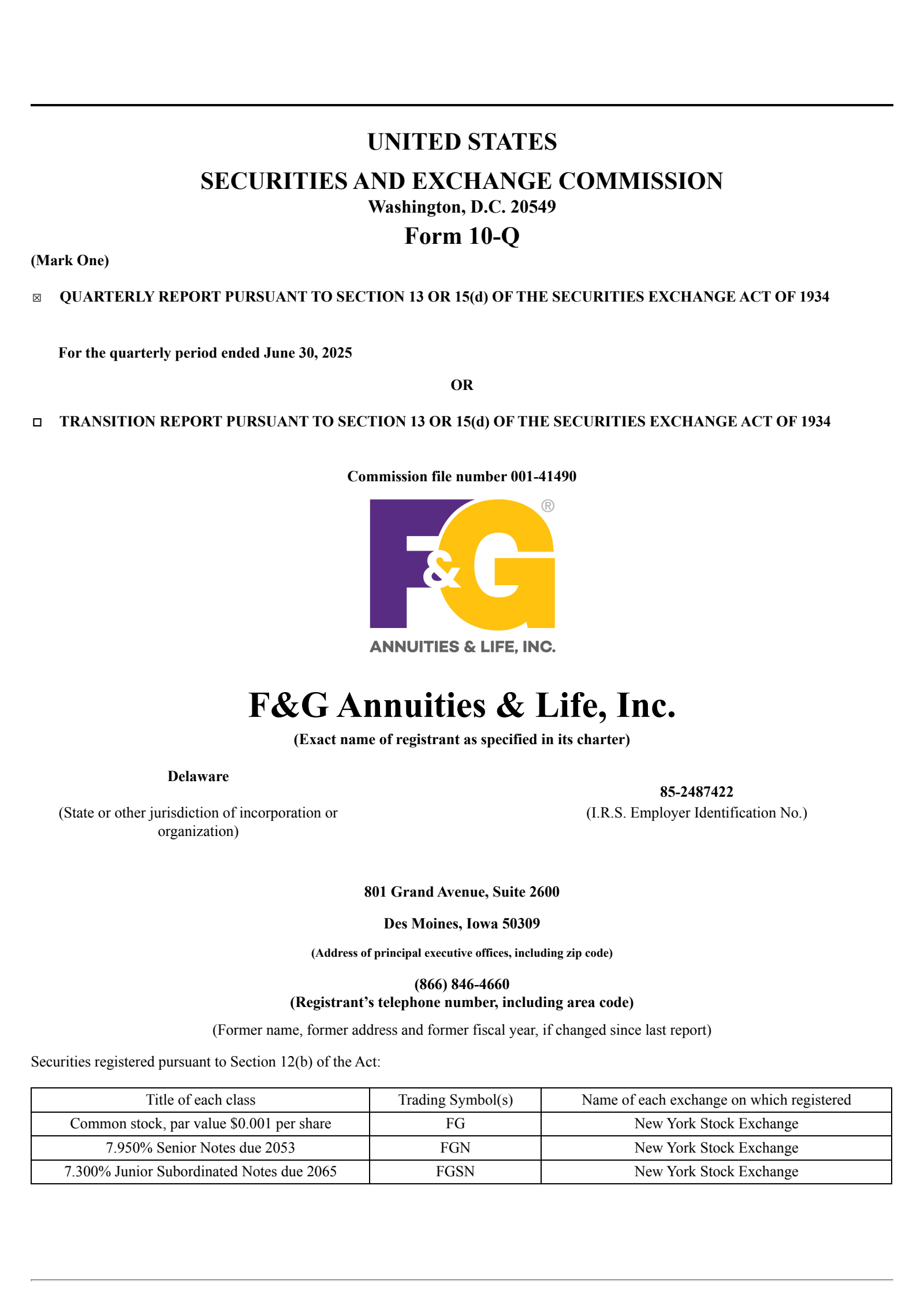 F&G Annuities & Life's Q2 2025 Quarterly report