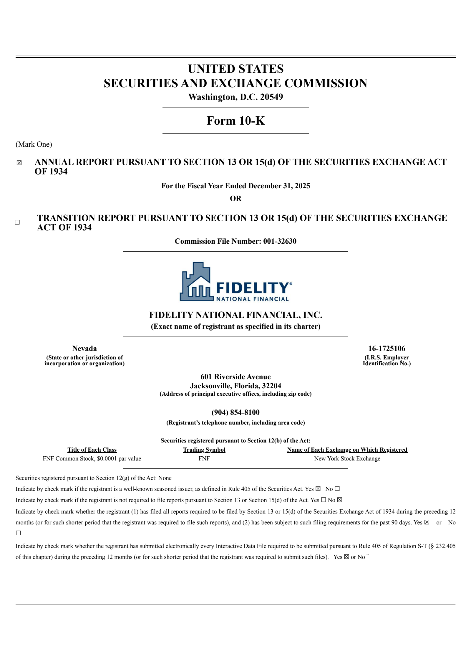 Fidelity National Financial's Q4 2025 Annual report