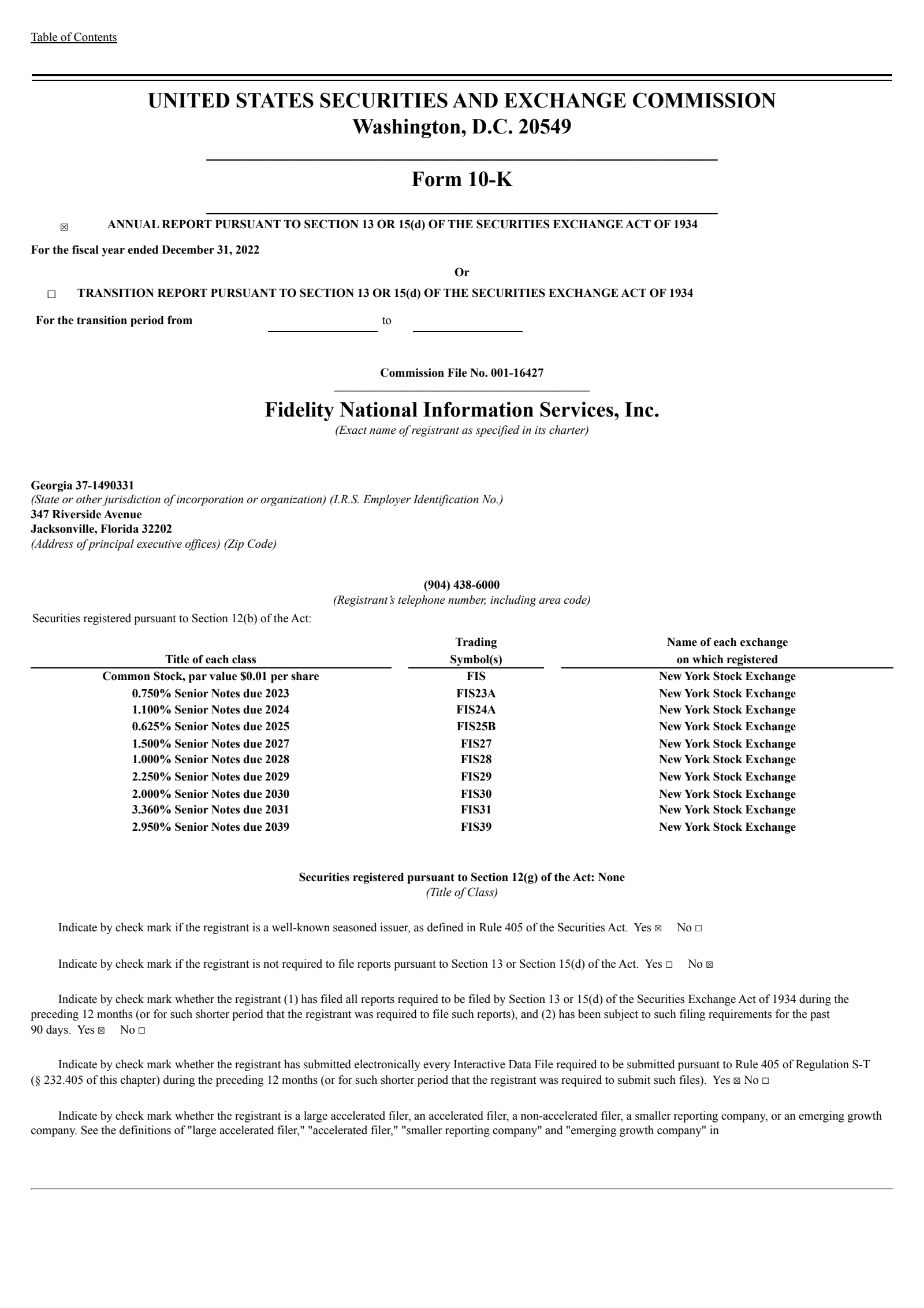 Fidelity National Information Services' Q4 2022 Annual report