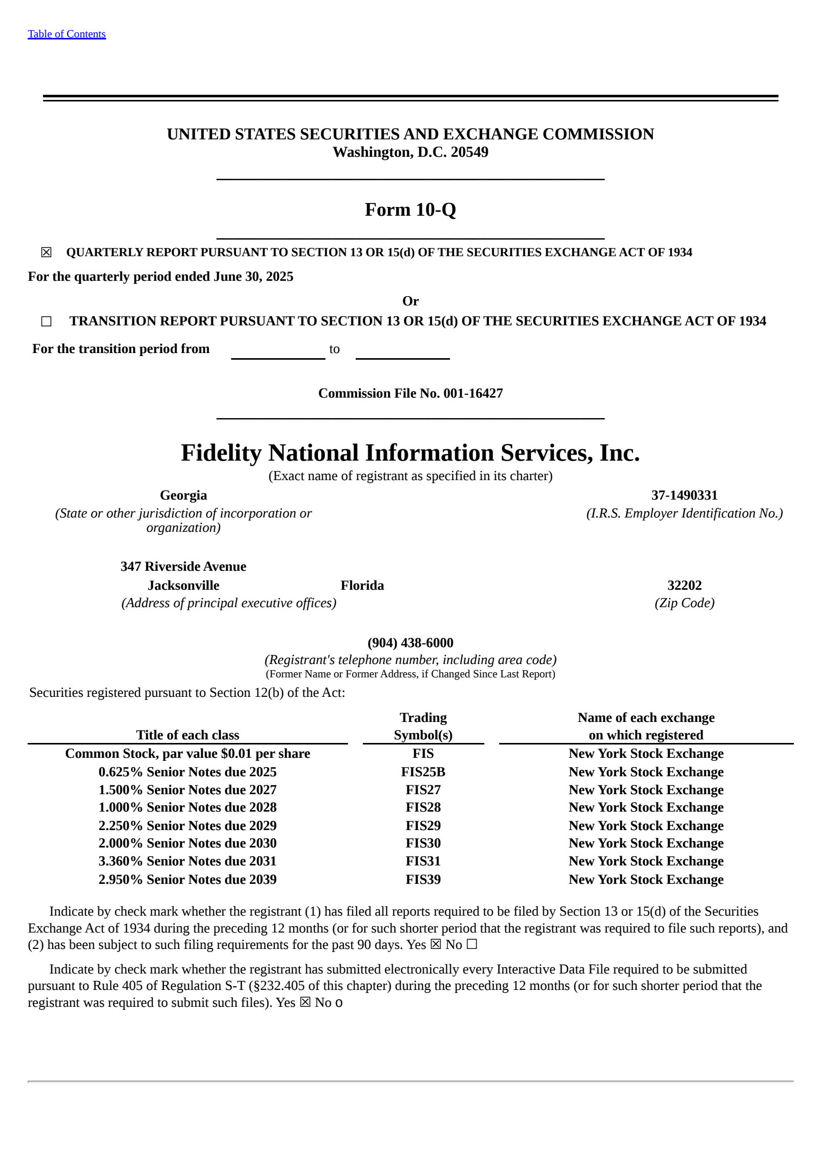 Fidelity National Information Services' Q2 2025 Quarterly report