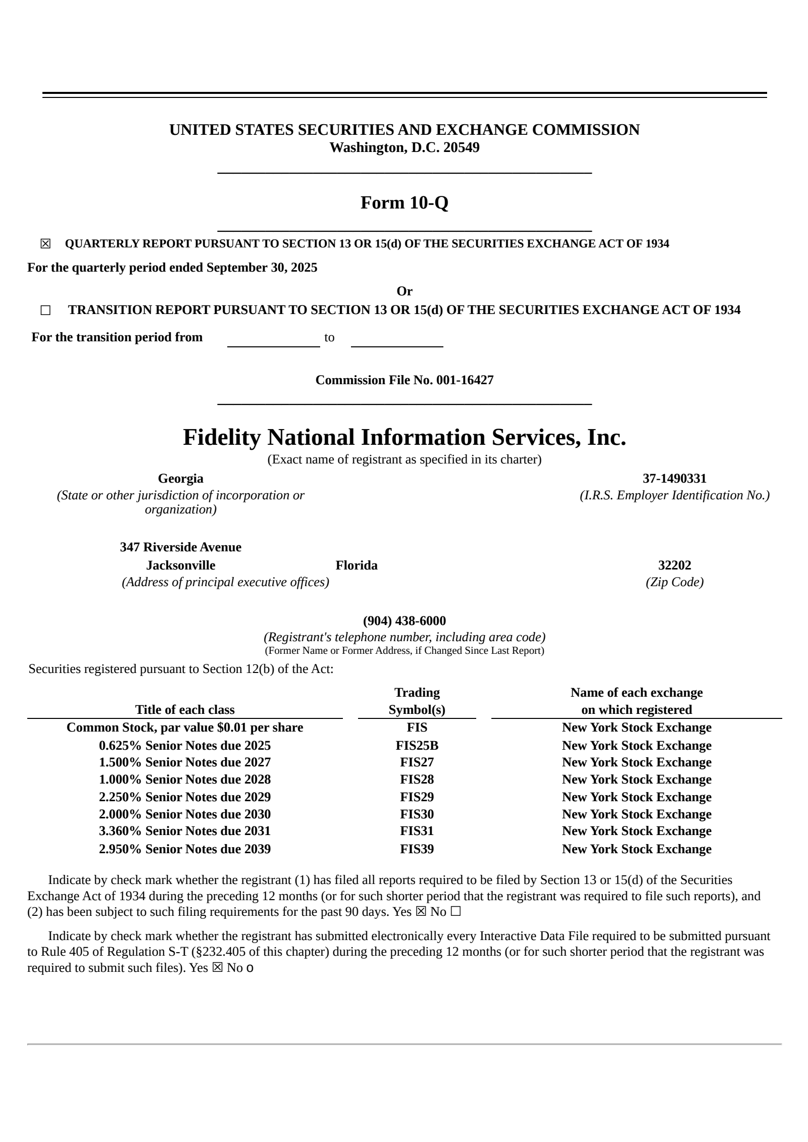 Fidelity National Information Services' Q3 2025 Quarterly Report