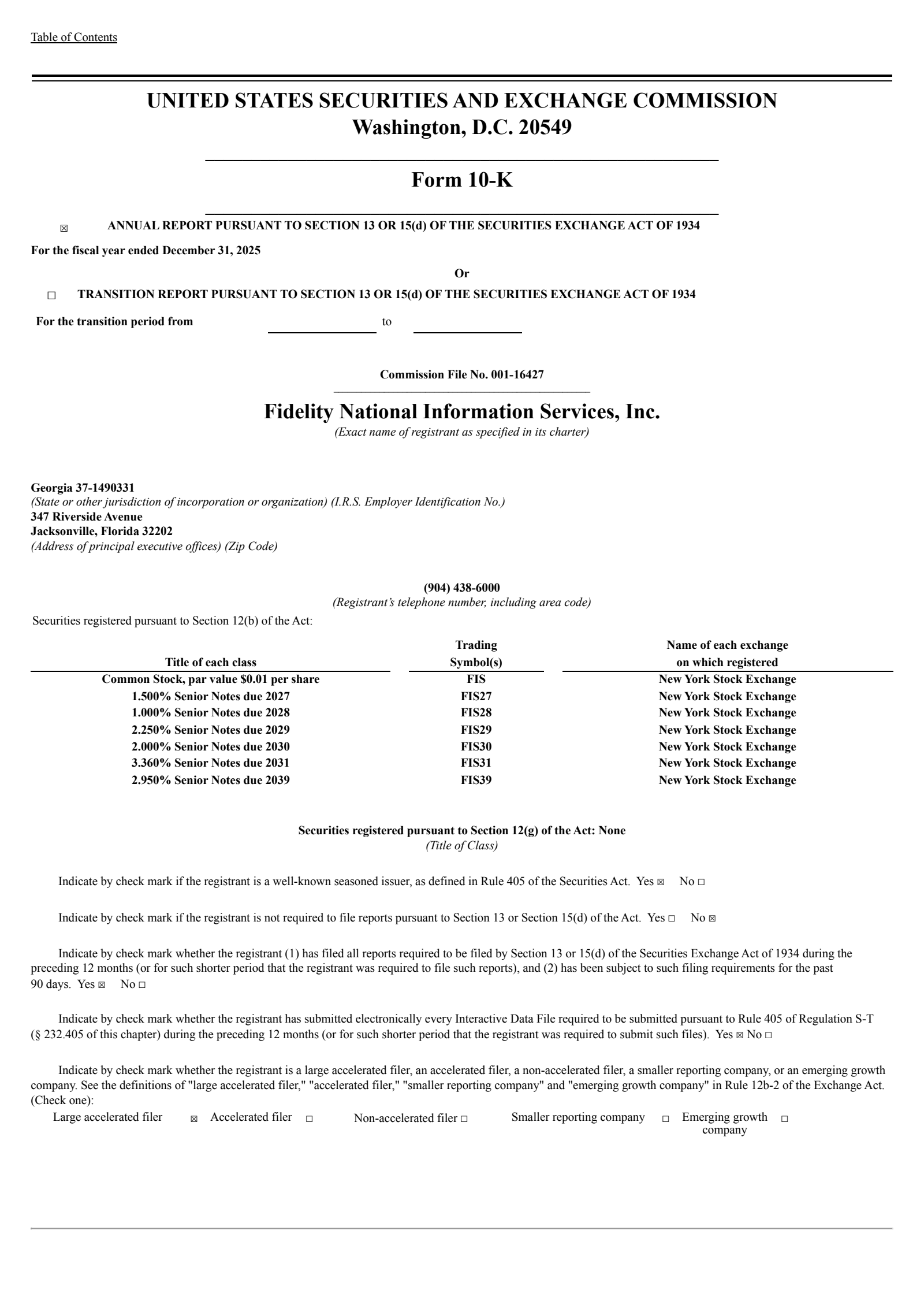 Fidelity National Information Services' Q4 2025 Annual report