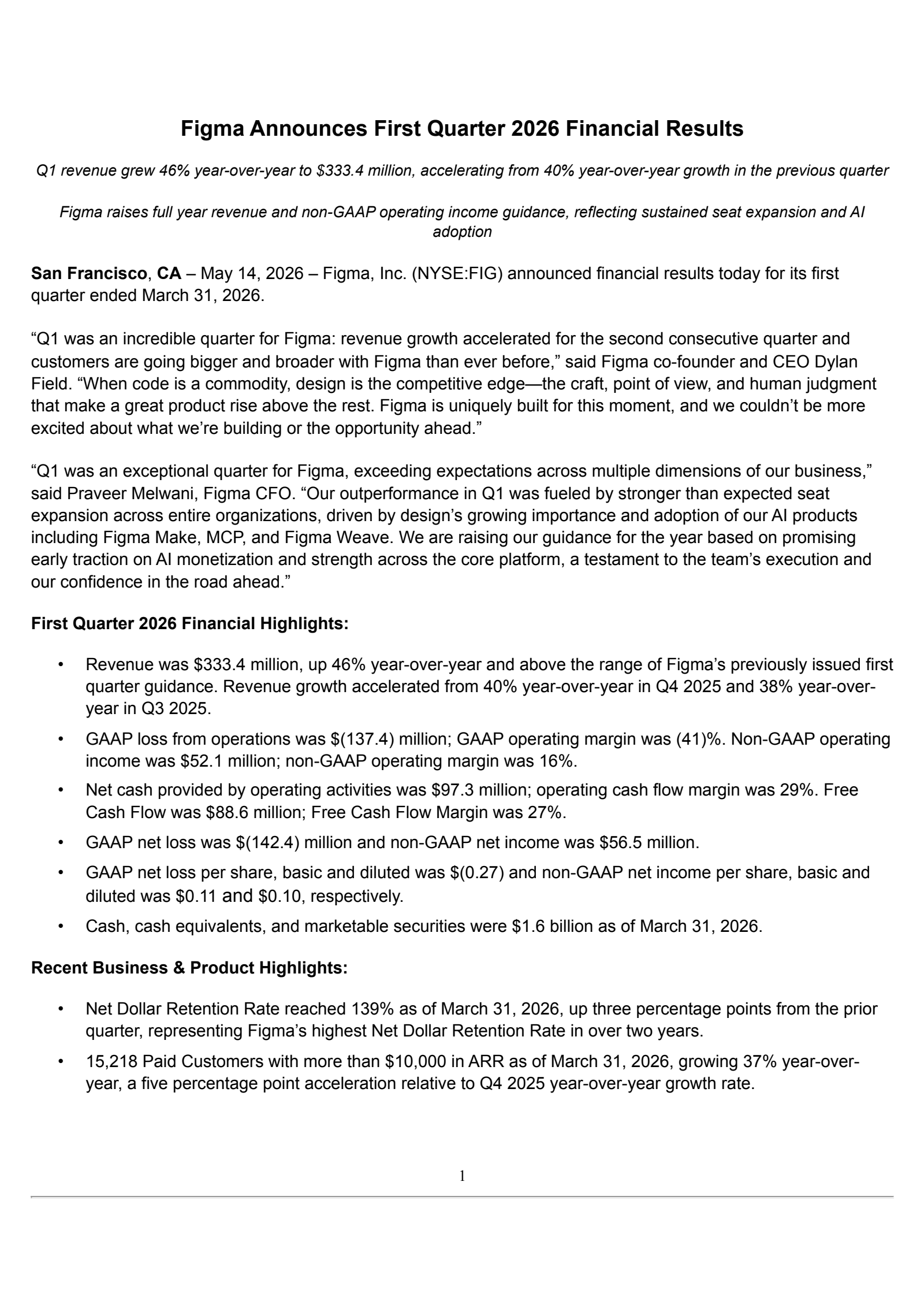 Figma's Q1 2026 Press Release