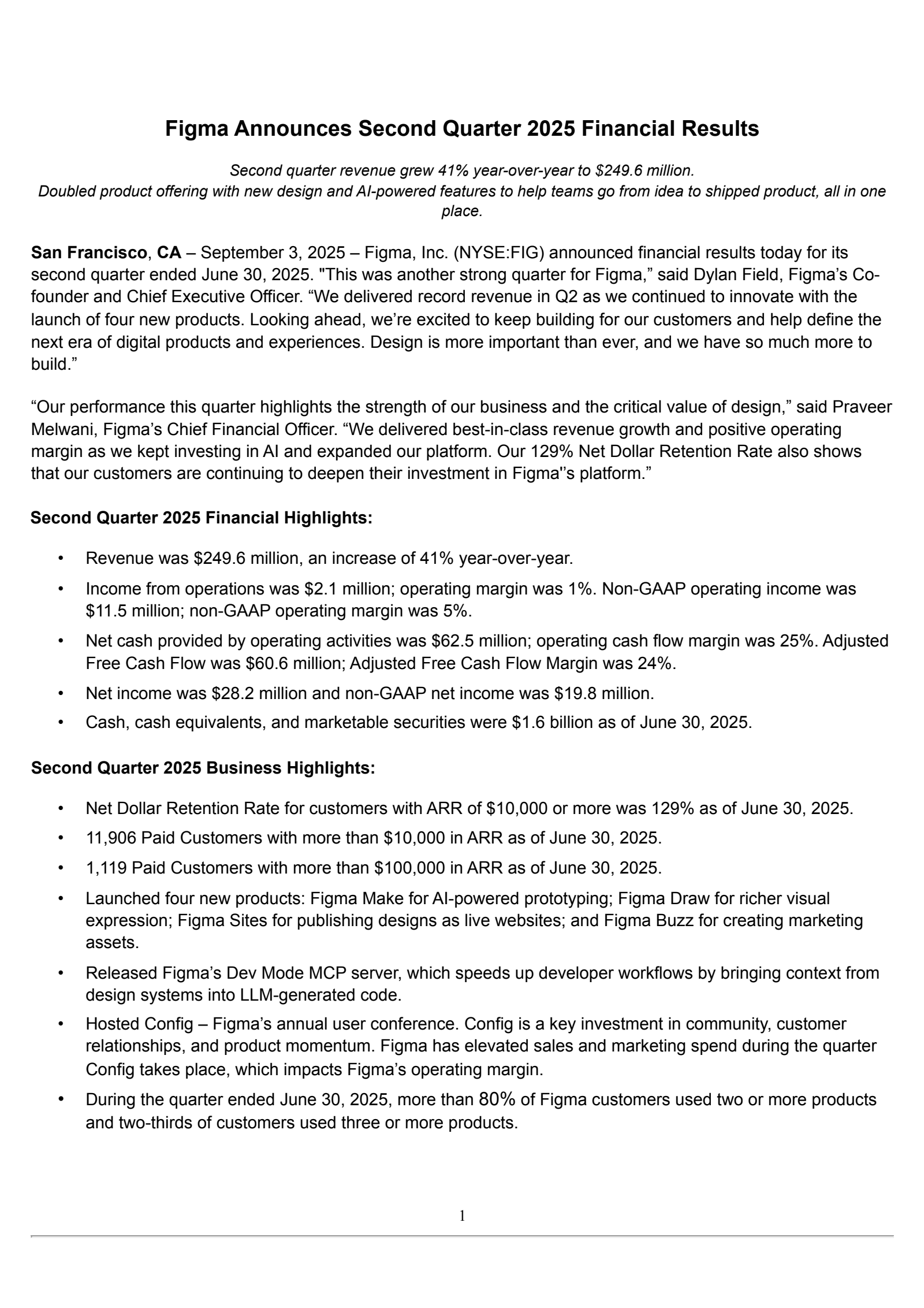 Figma's Q2 2025 Press Release