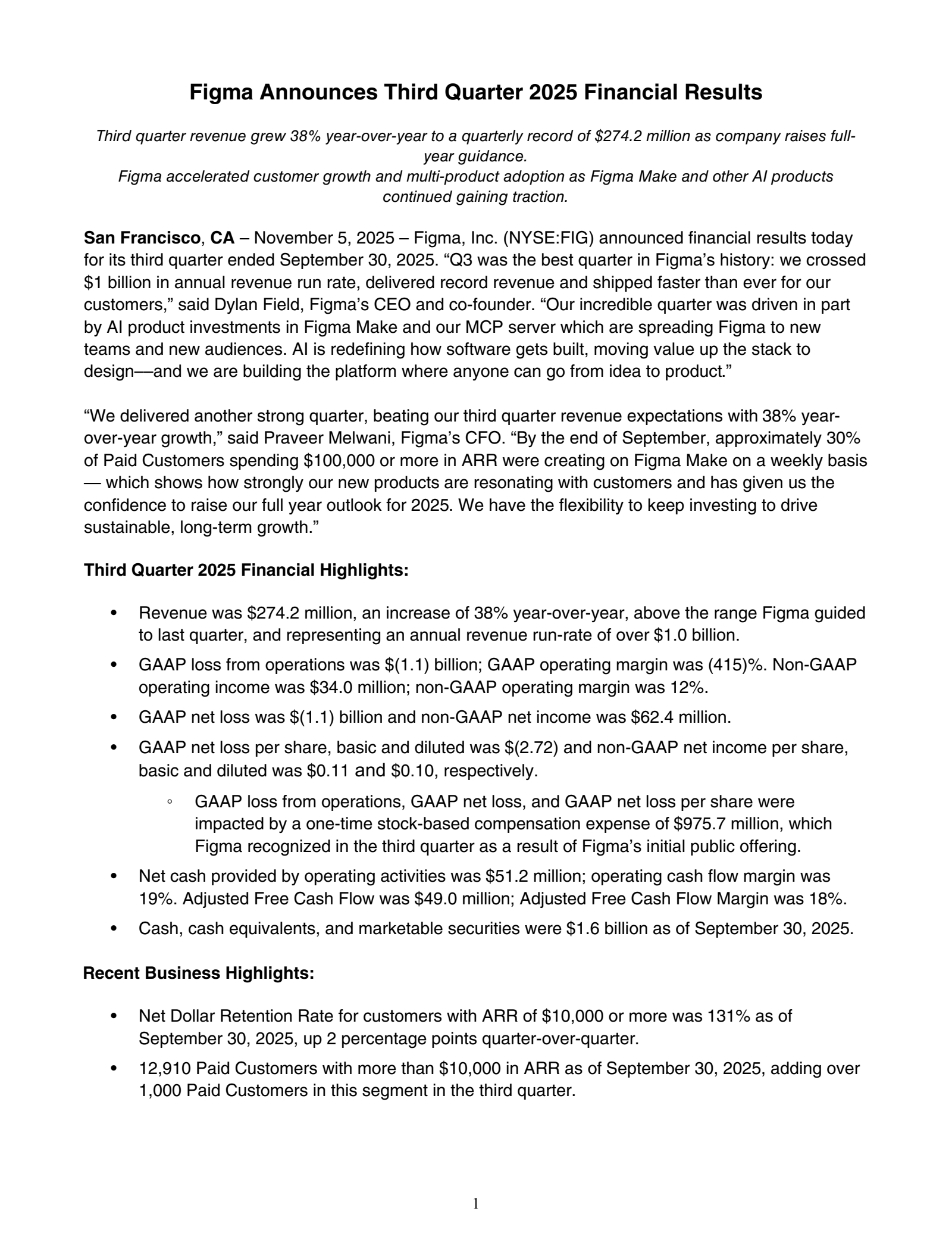 Figma's Q3 2025 Earnings Release
