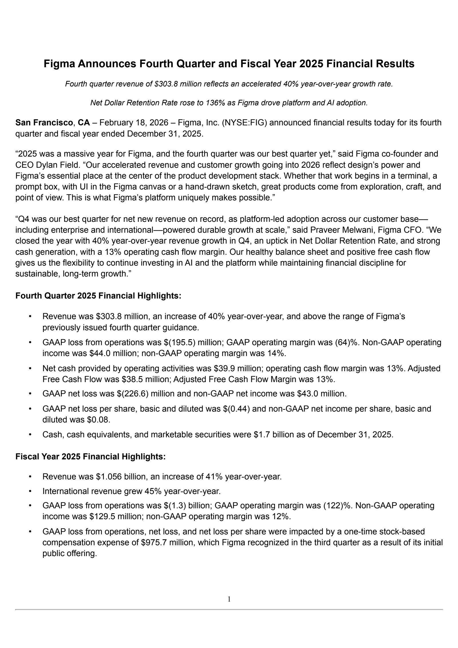 Figma's Q4 2025 Press Release