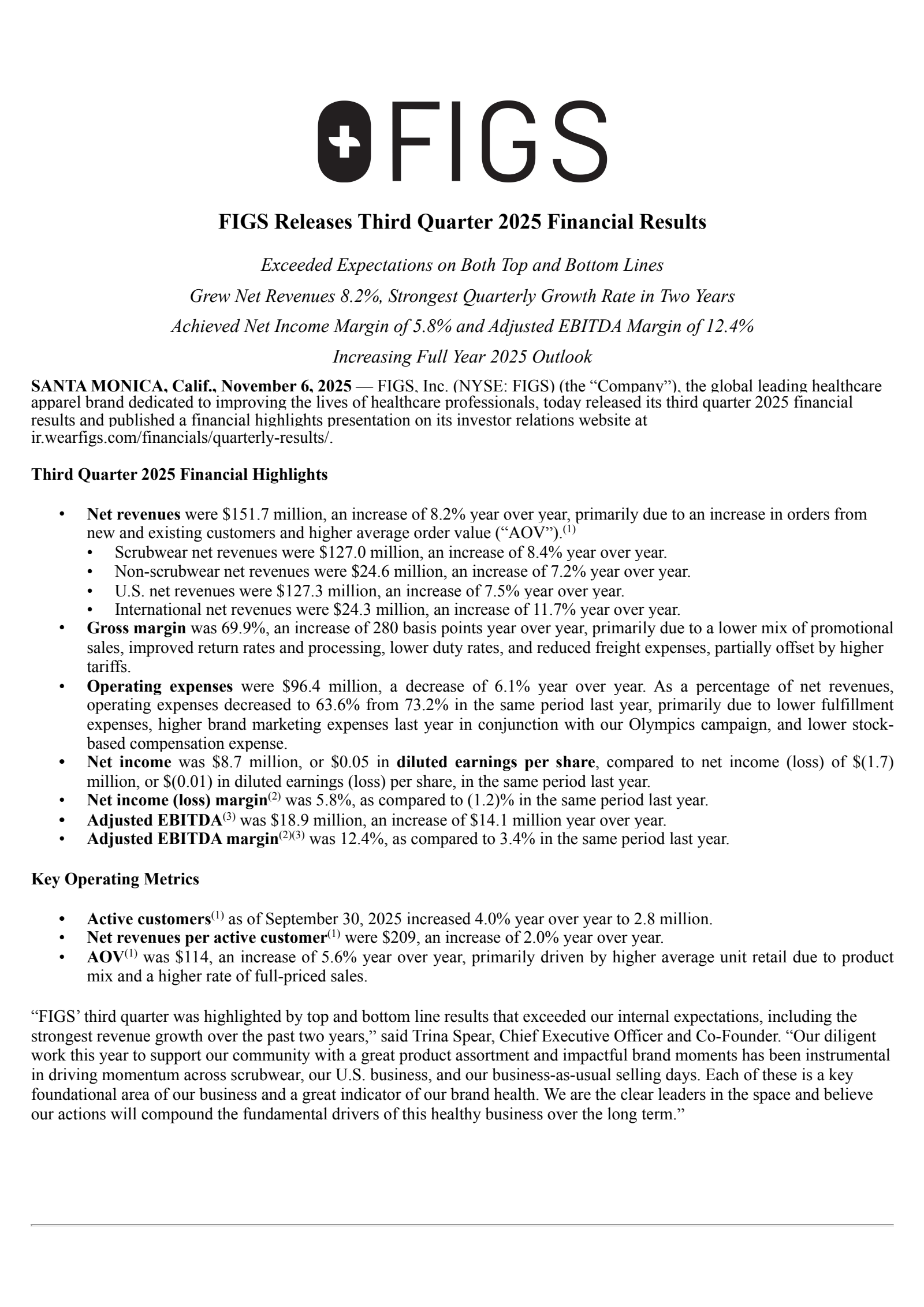 FIGS's Q3 2025 Earnings Release