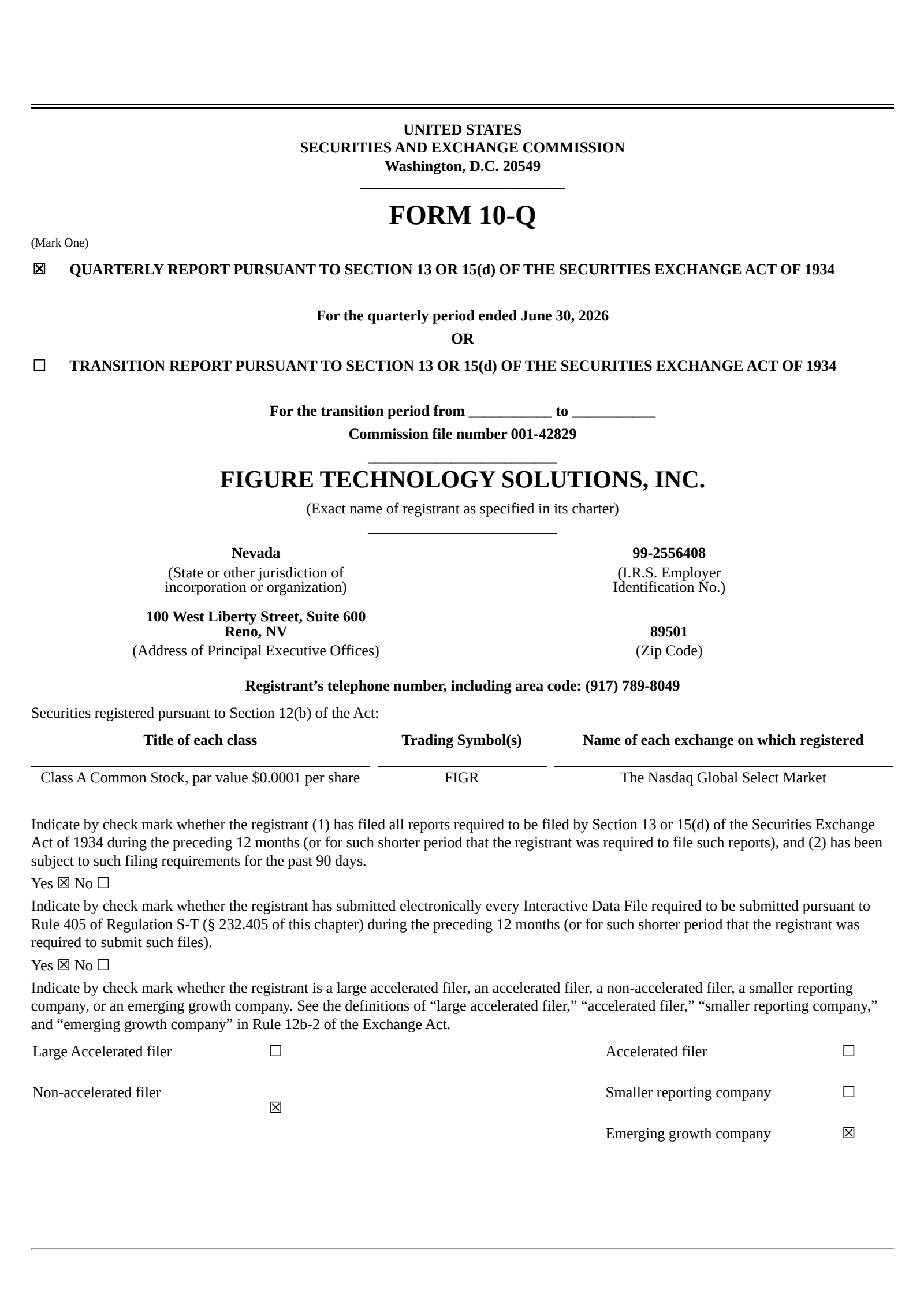 Figure Technology Solutions' Q2 2026 Quarterly report