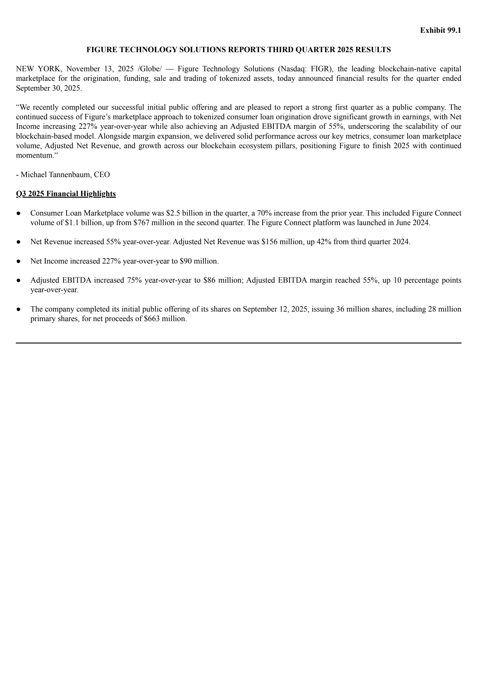 Figure Technology Solutions' Q3 2025 Earnings Release