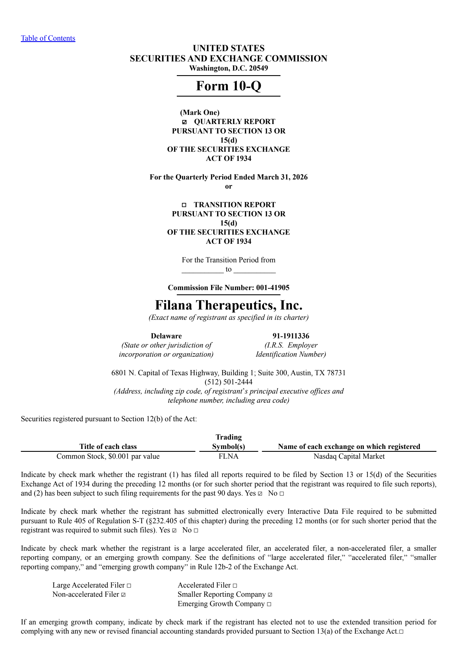 Cassava Sciences' Q1 2026 Quarterly report