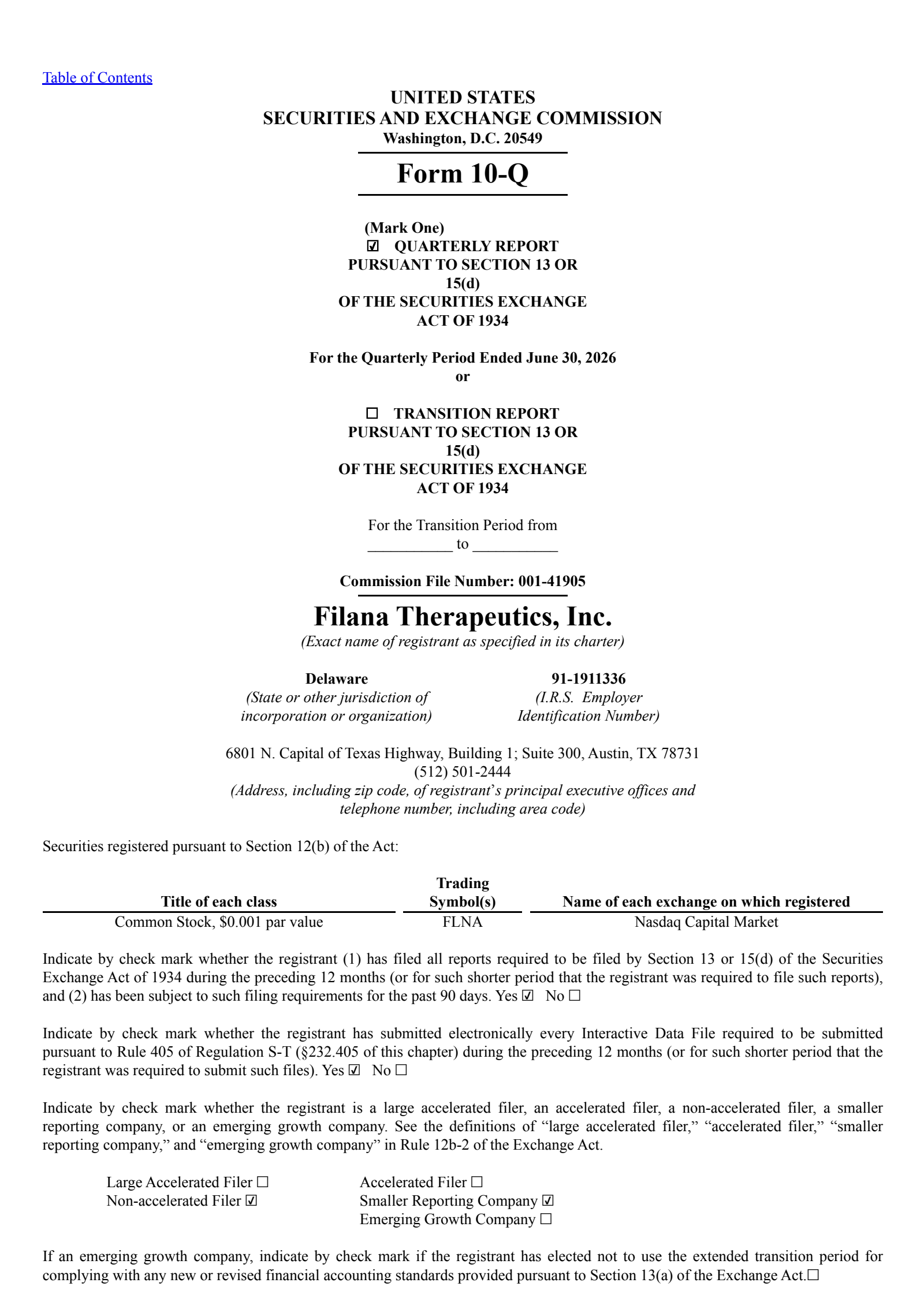 Cassava Sciences' Q2 2026 Quarterly report