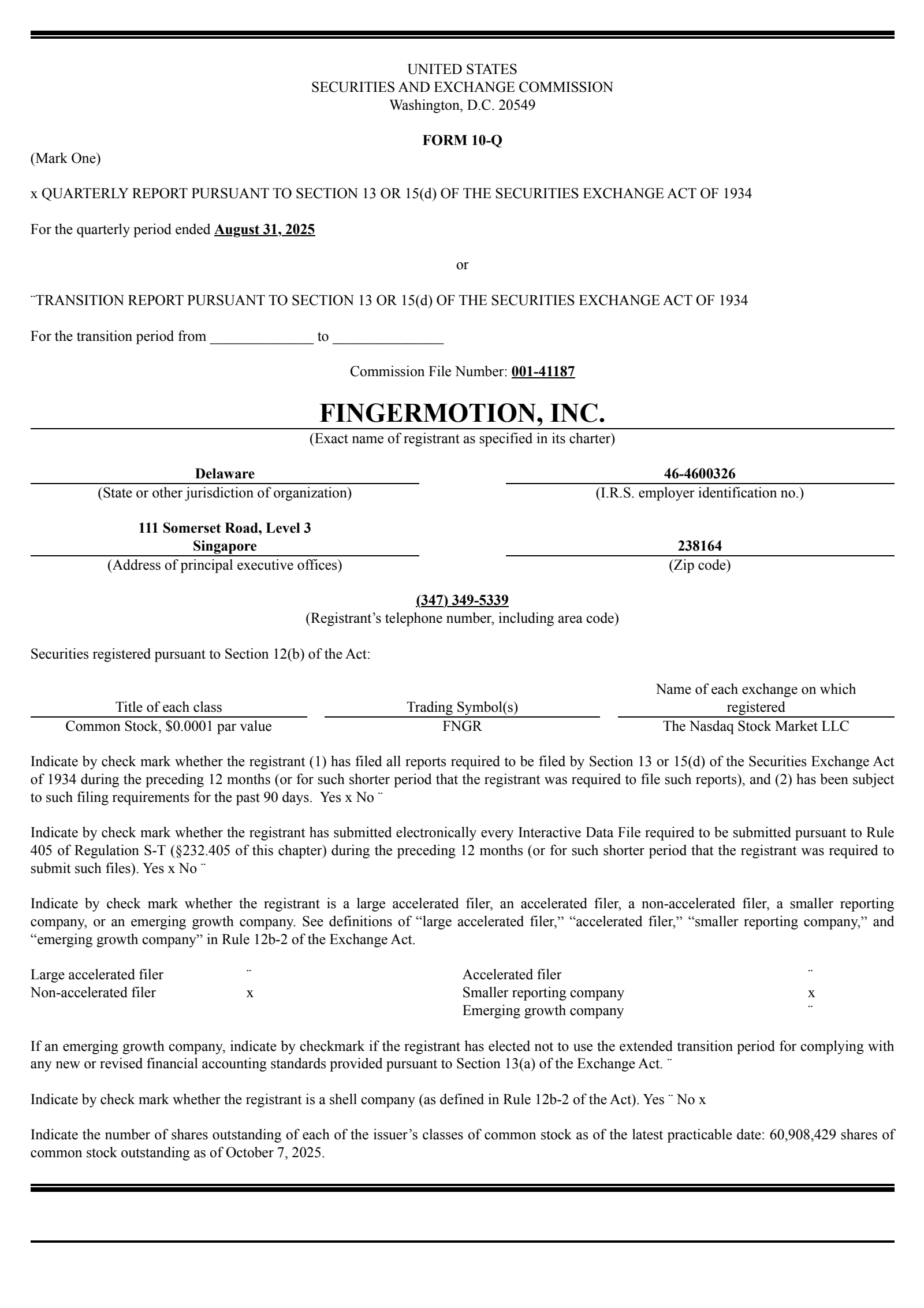 FingerMotion's Q2 2026 Quarterly Report
