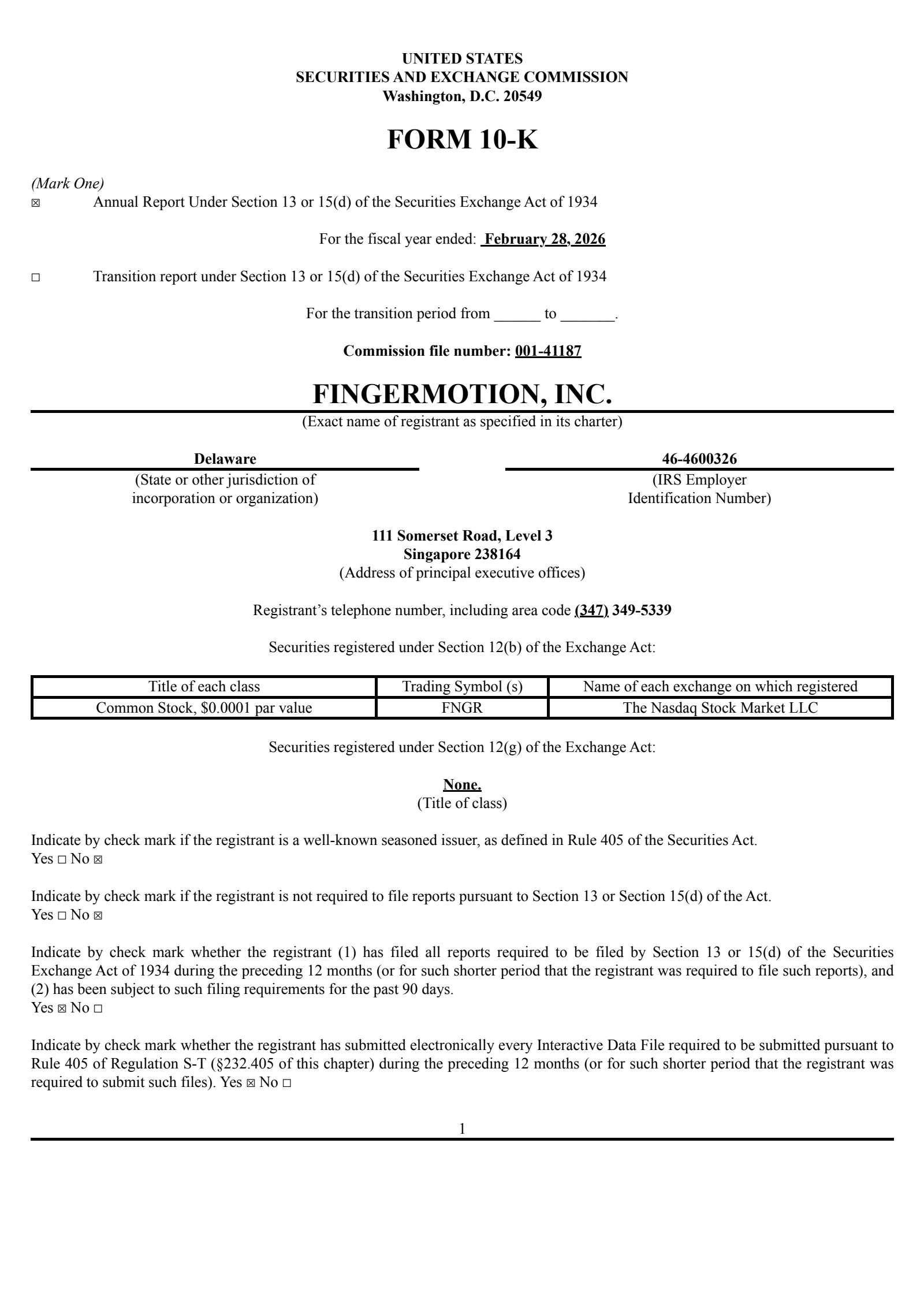 FingerMotion's Q4 2026 Annual report
