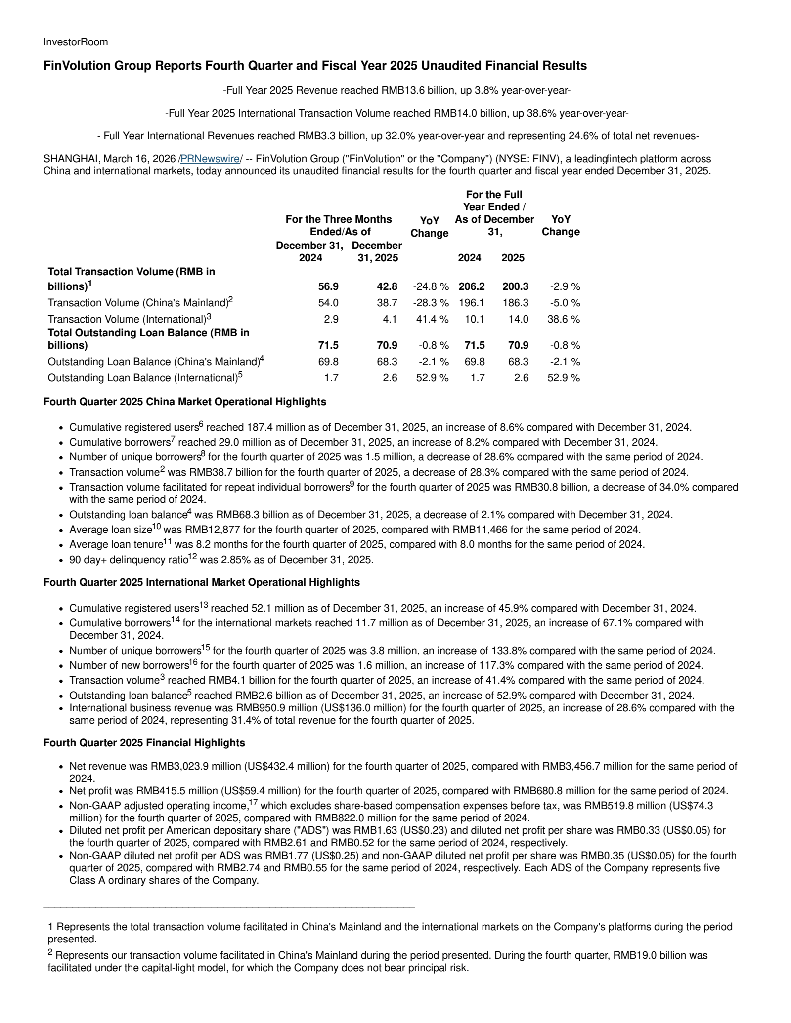 PPDAI Group's Q4 2025 Press Release