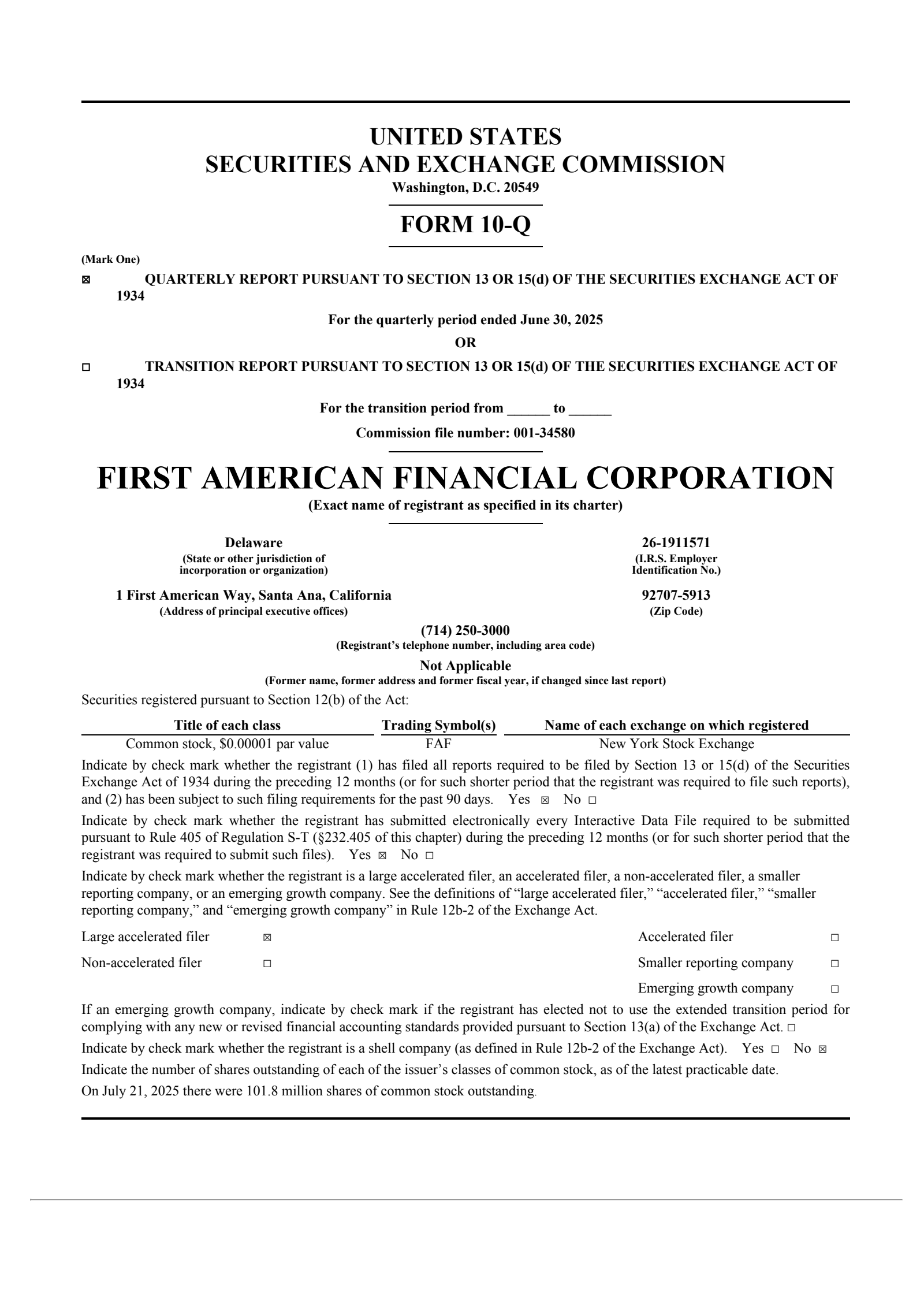 First American Financial's Q2 2025 Quarterly report