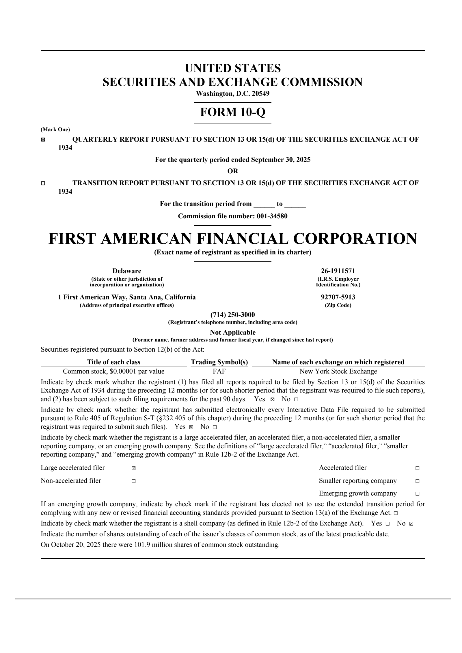 First American Financial's Q3 2025 Quarterly Report