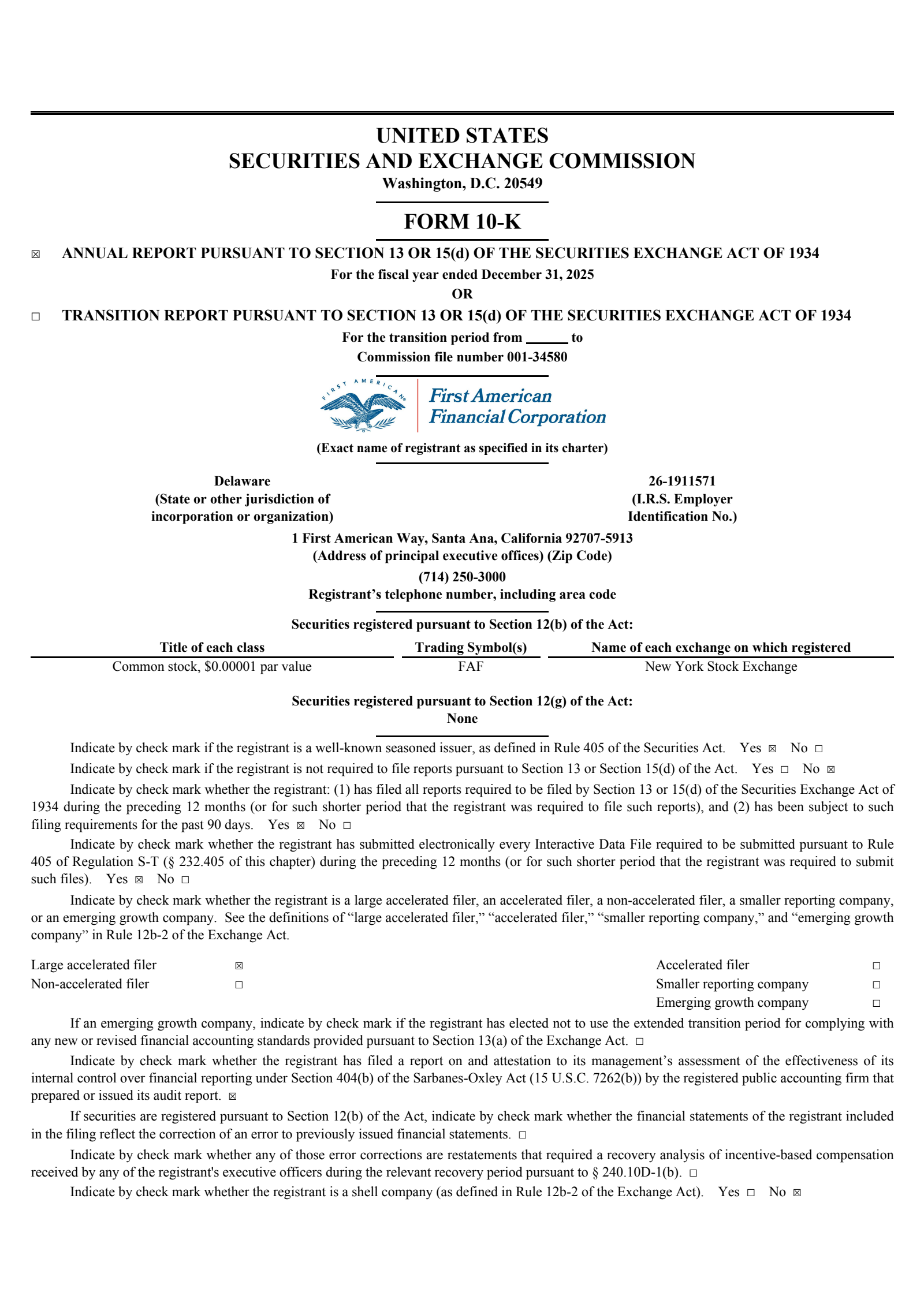 First American Financial's Q4 2025 Annual report