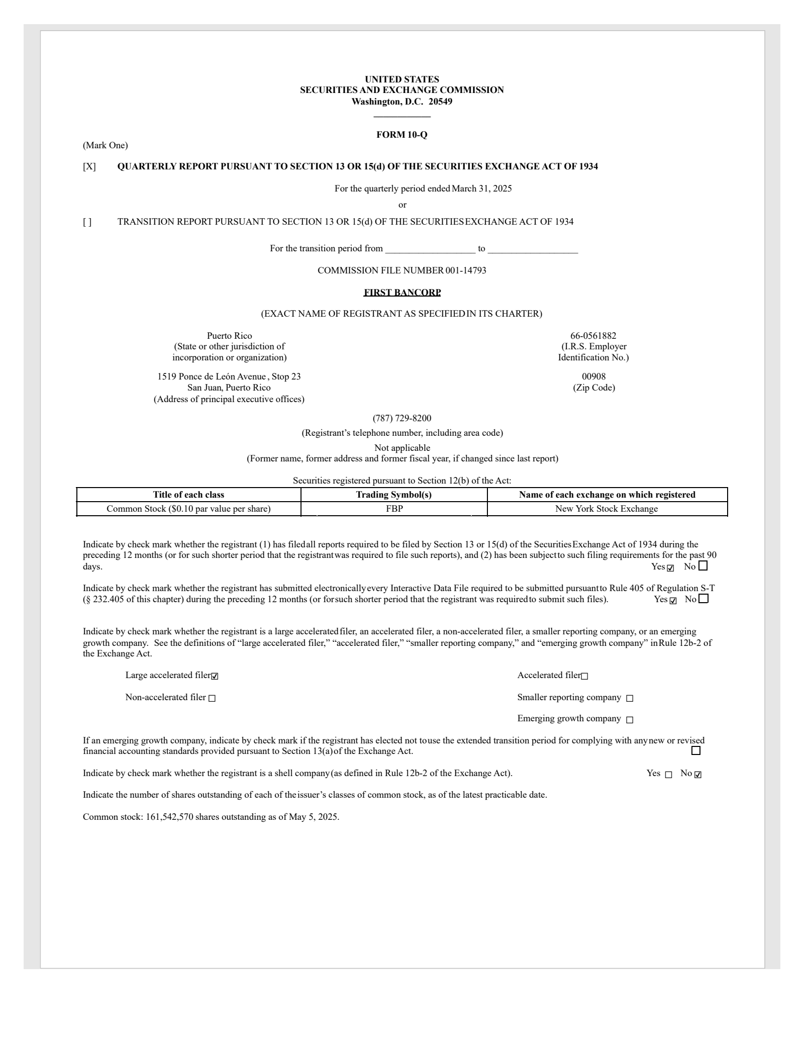 First BanCorp.'s Q1 2025 Quarterly Report