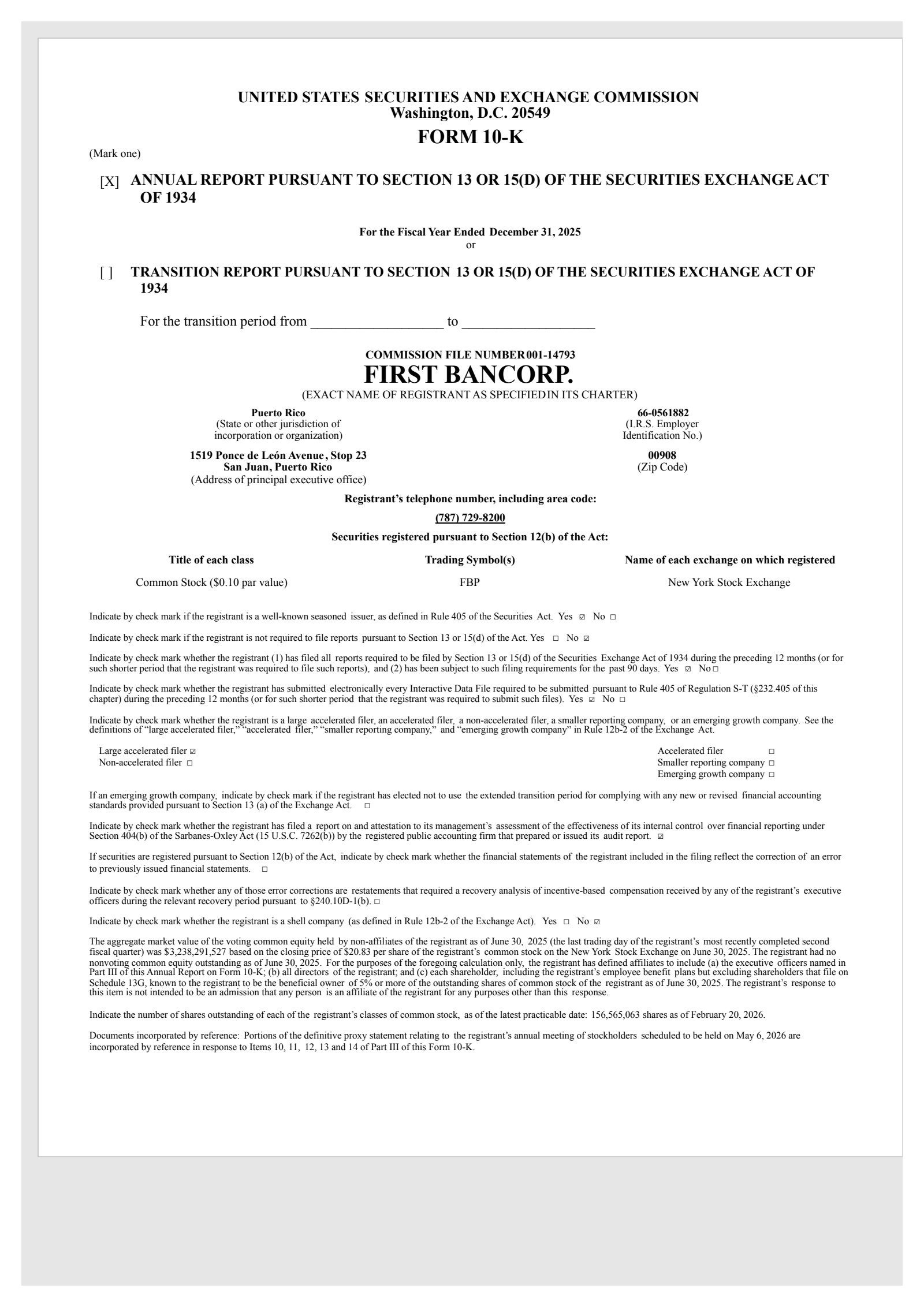 First BanCorp.'s Q4 2025 Annual report