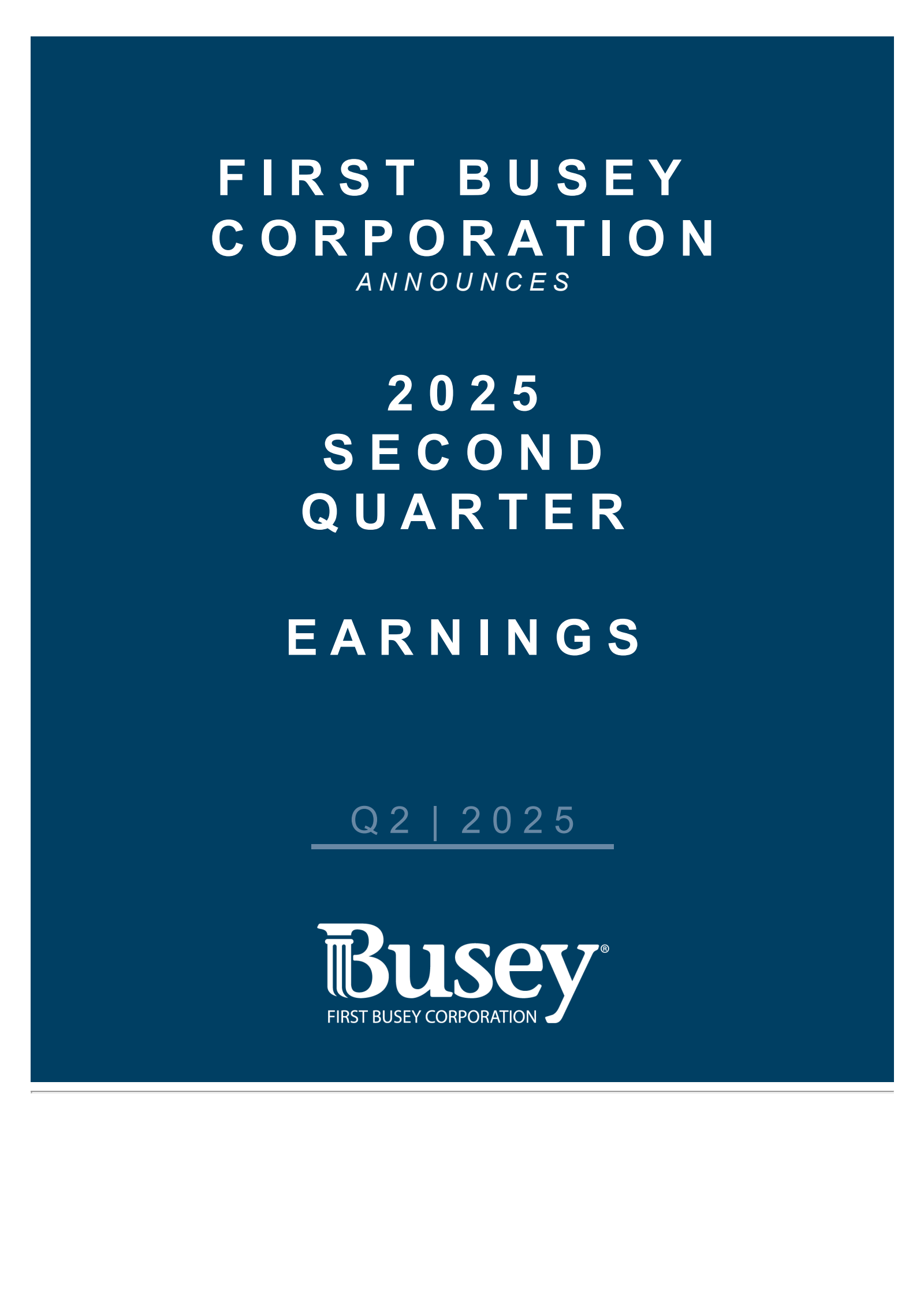 First Busey's Q2 2025 Press Release