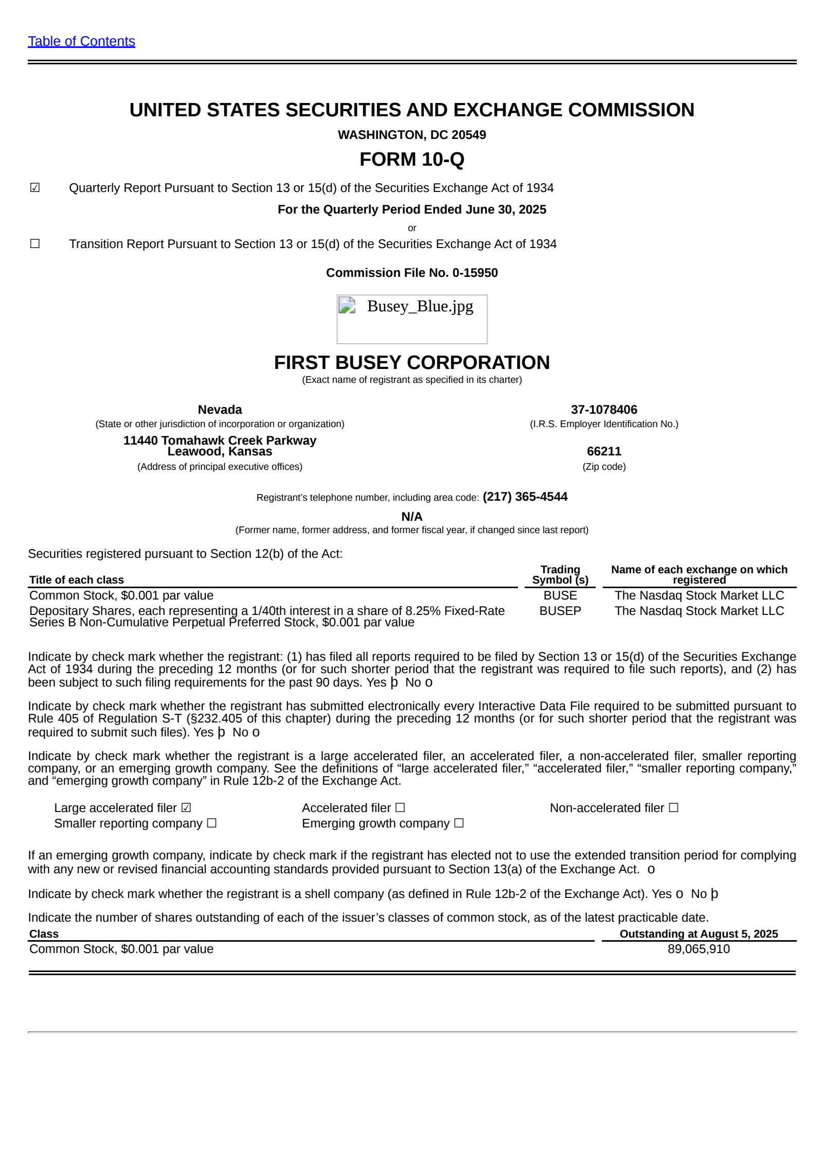 First Busey's Q2 2025 Quarterly report