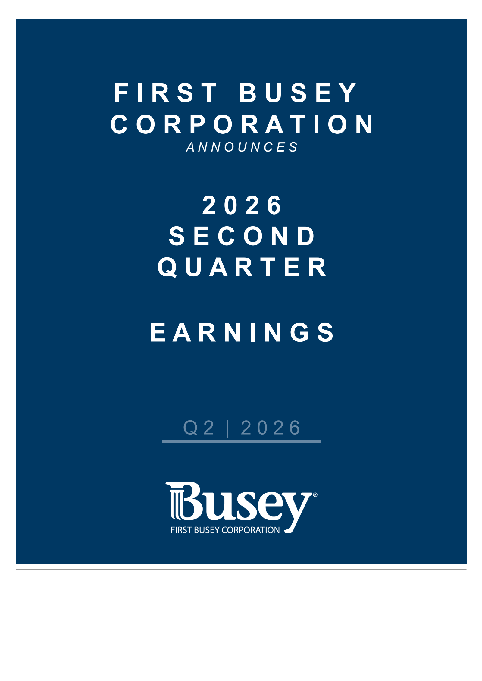 First Busey's Q2 2026 Press Release