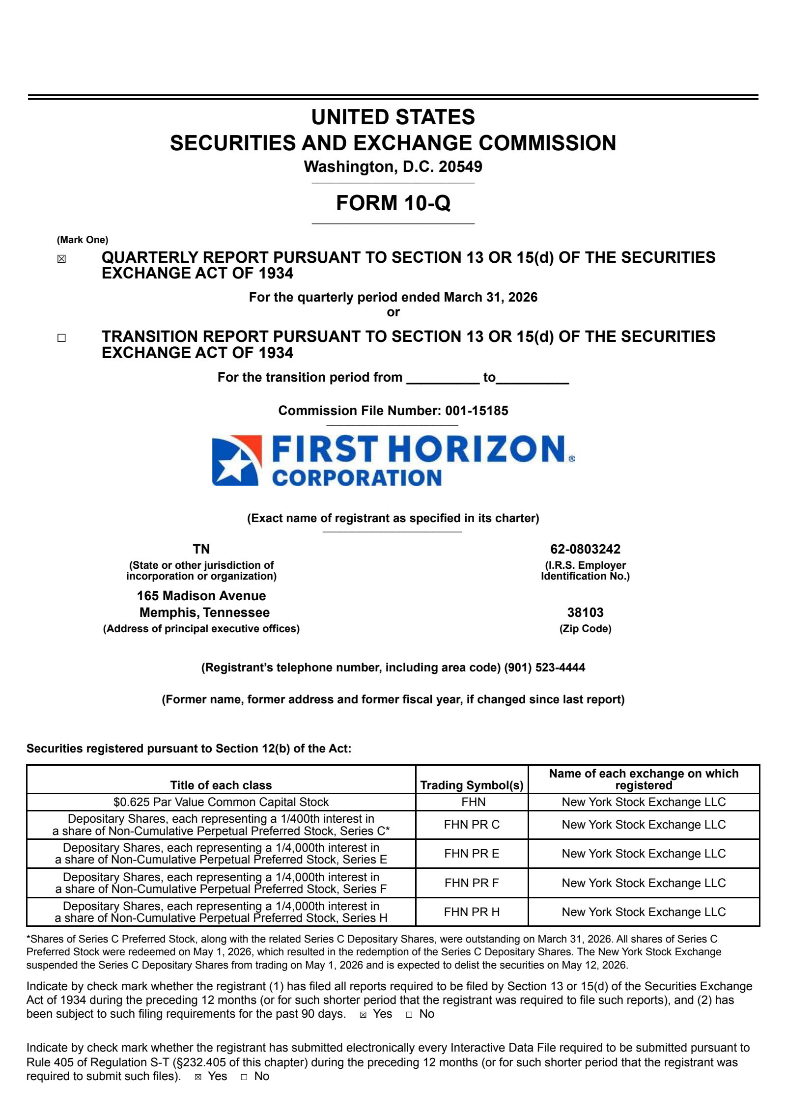 First Horizon's Q1 2026 Quarterly report