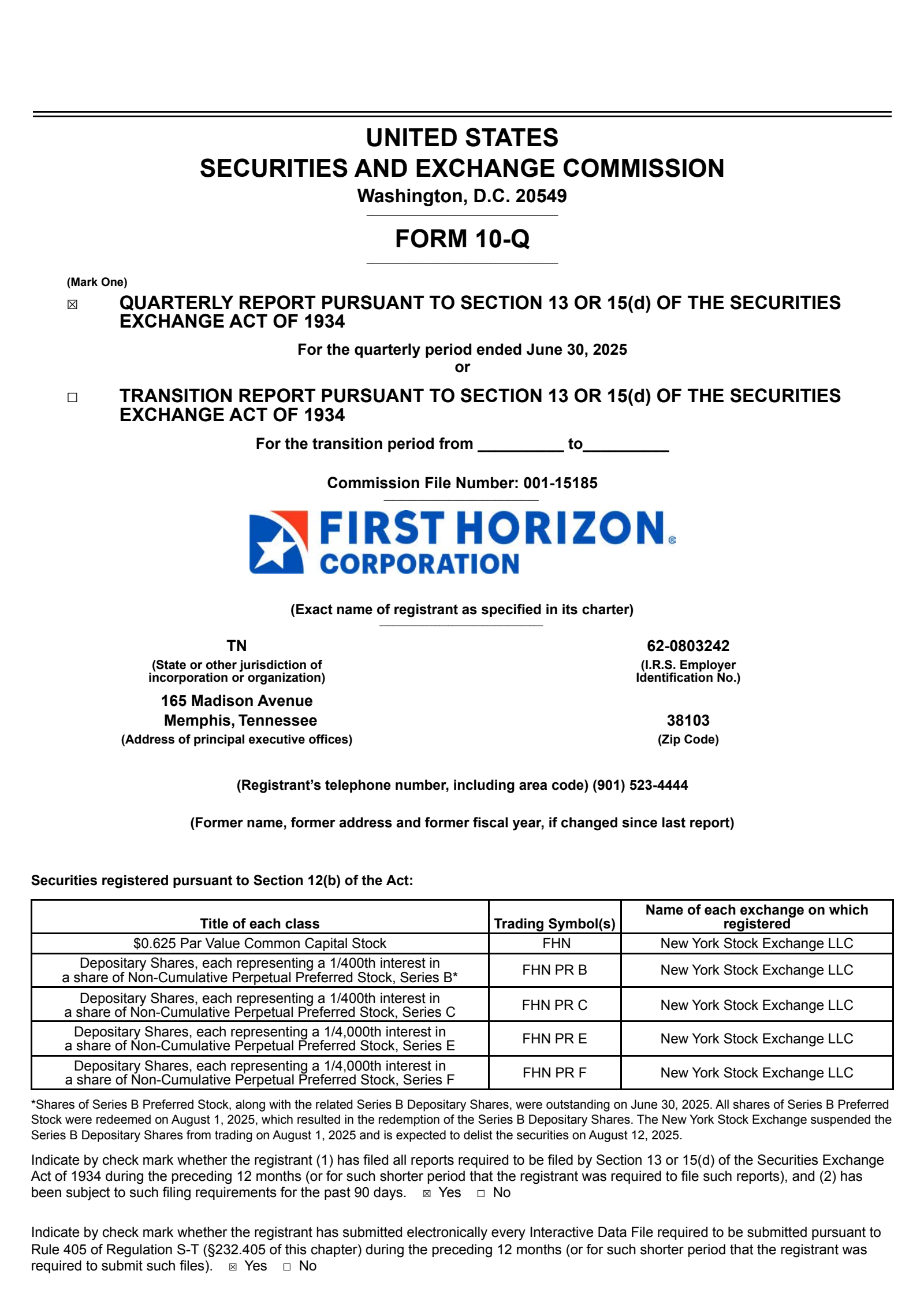 First Horizon's Q2 2025 Quarterly report