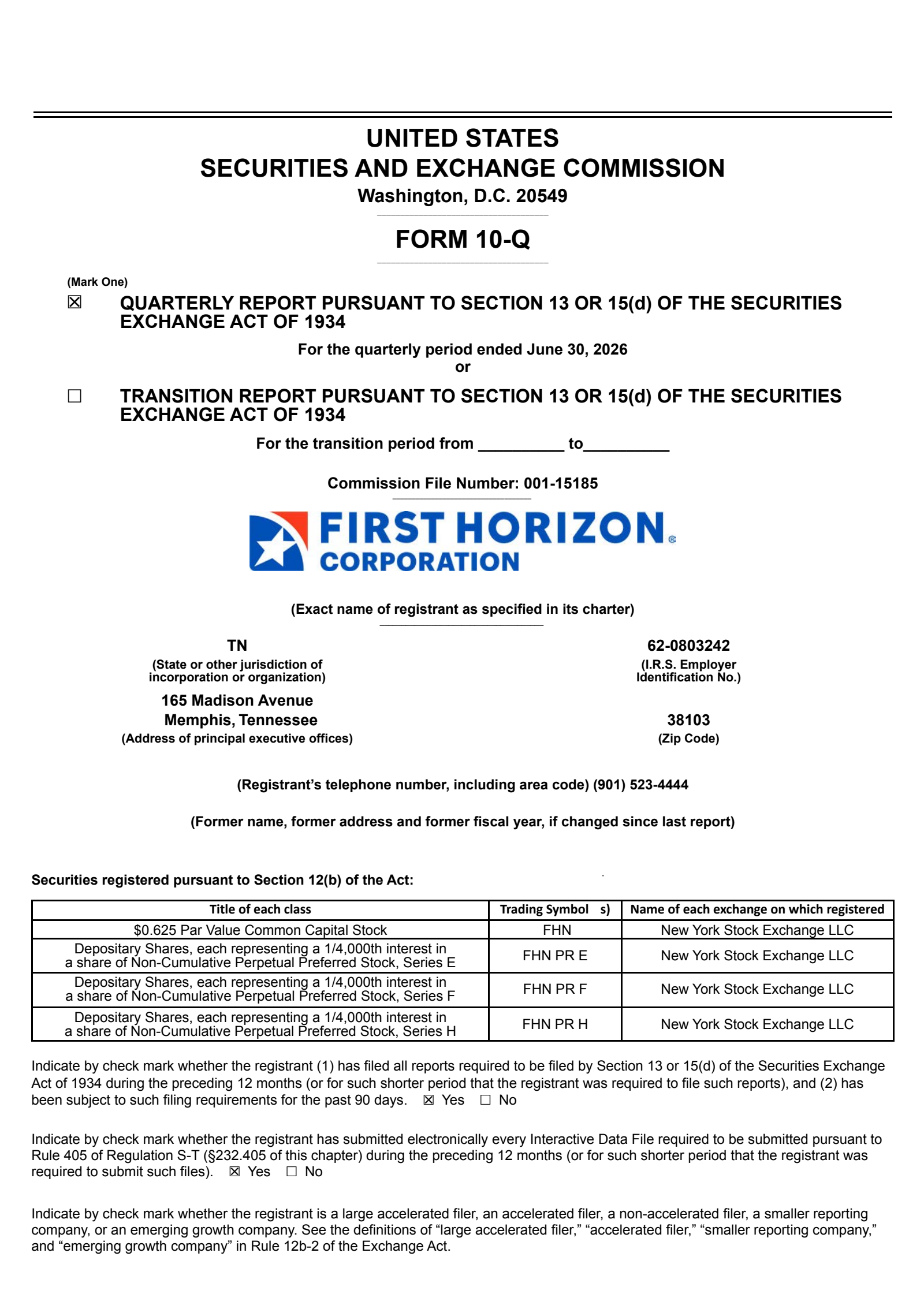 First Horizon's Q2 2026 Quarterly report