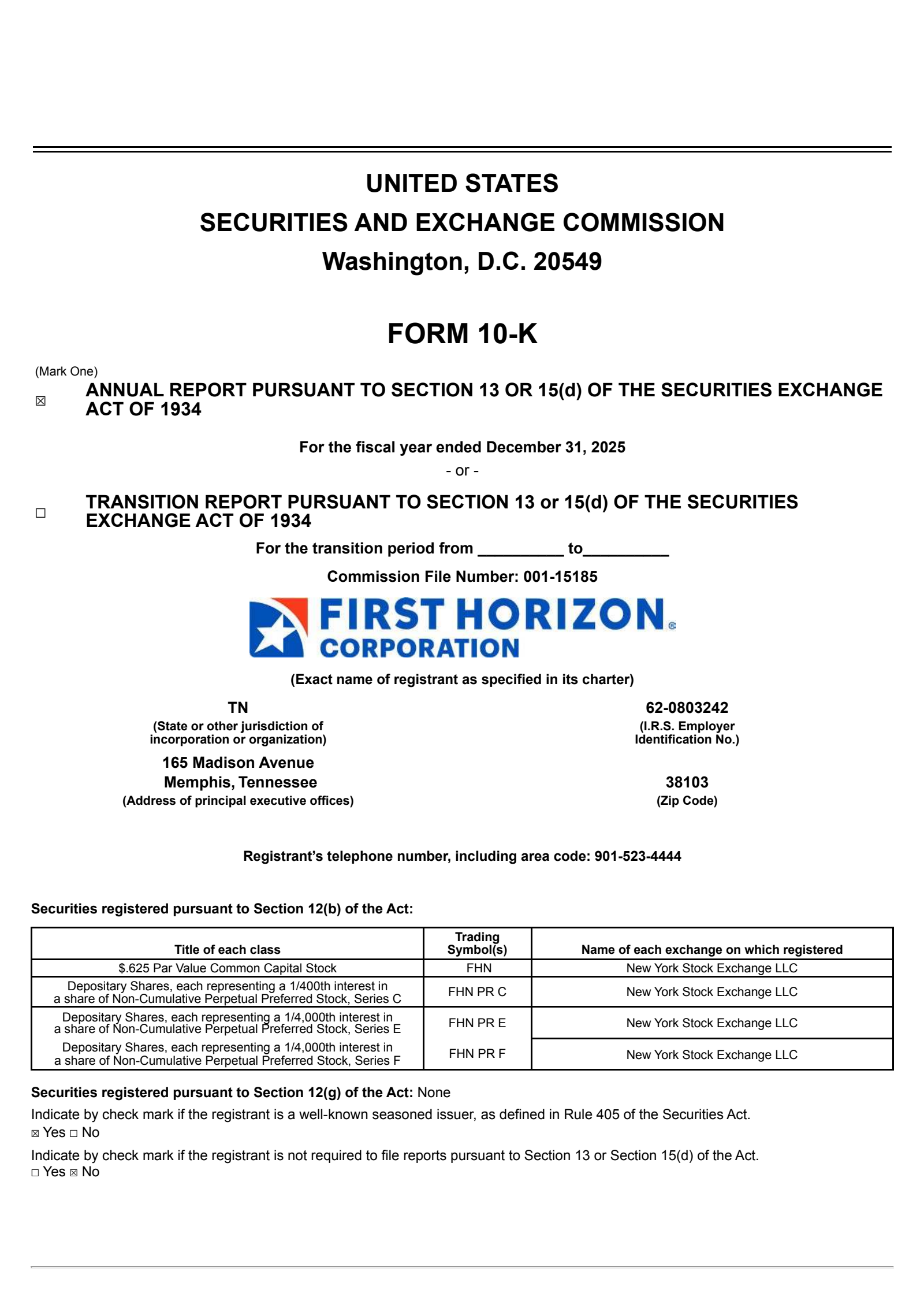 First Horizon's Q4 2025 Annual report