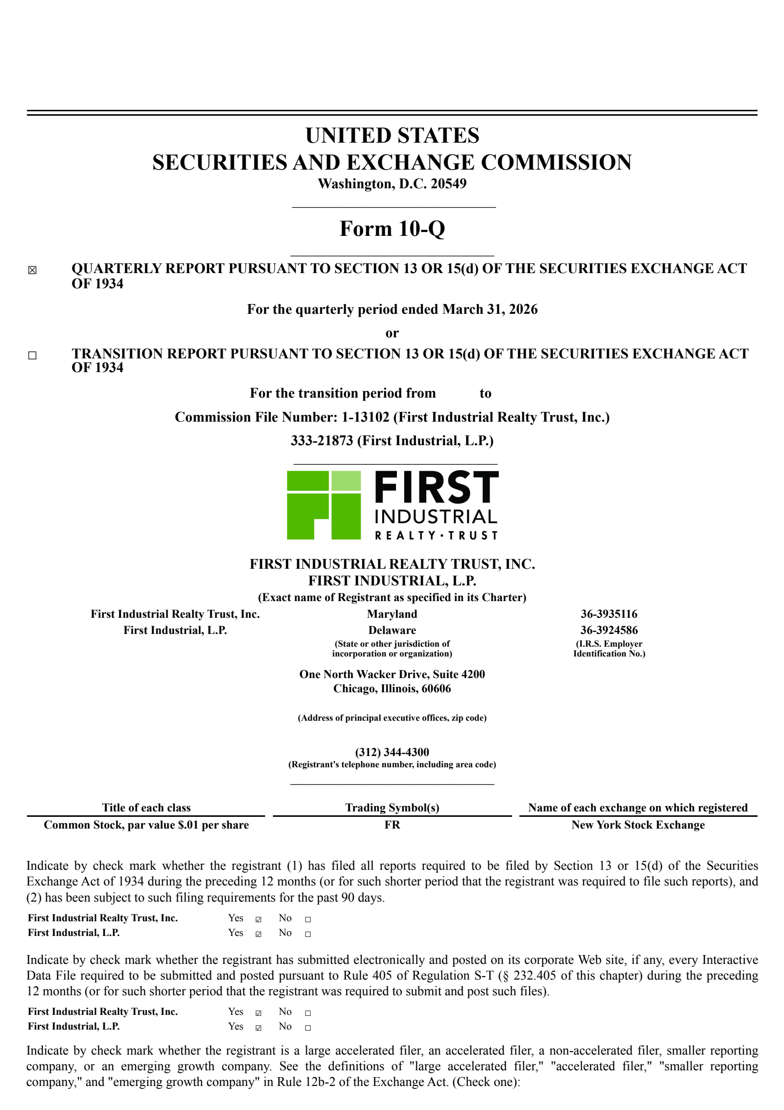First Industrial Realty Trust's Q1 2026 Quarterly report