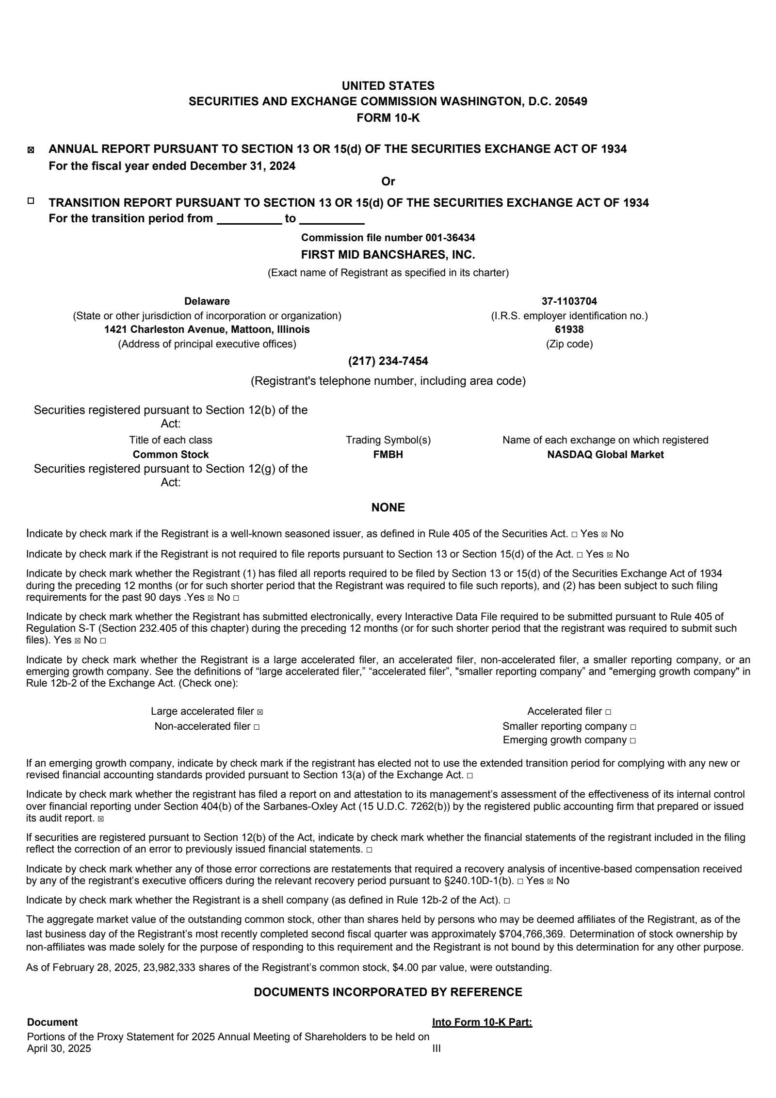 First Mid Bancshares' Q4 2024 Annual report