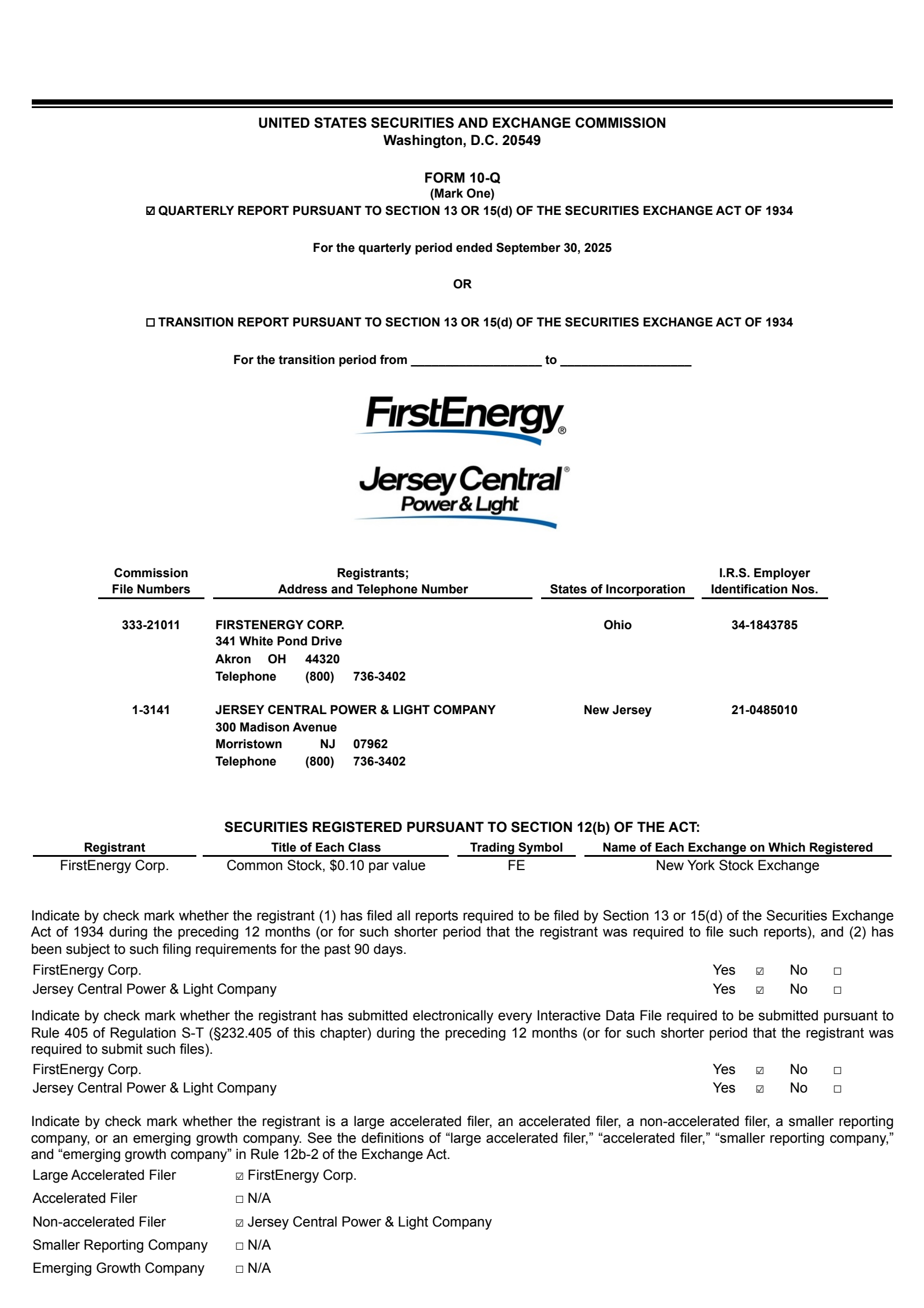 FirstEnergy's Q3 2025 Quarterly Report