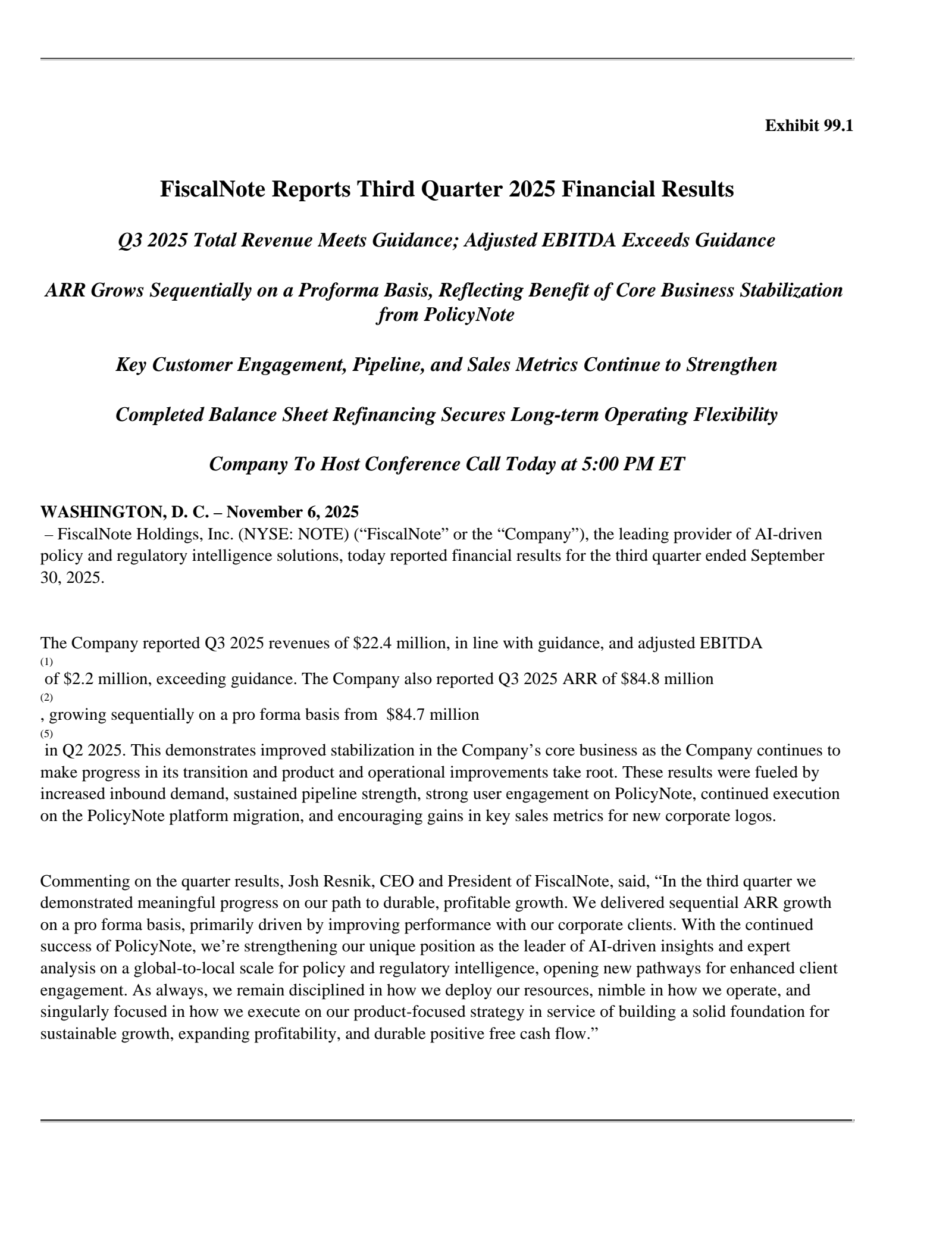 FiscalNote's Q3 2025 Earnings Release