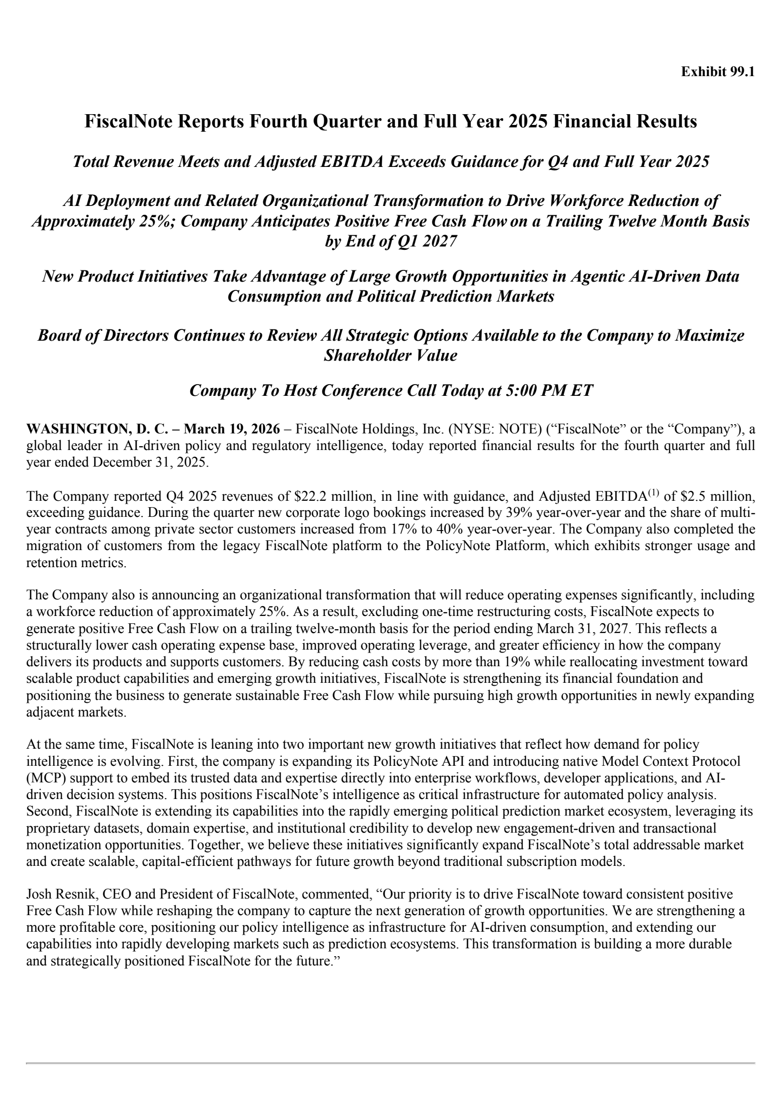FiscalNote's Q4 2025 Press Release