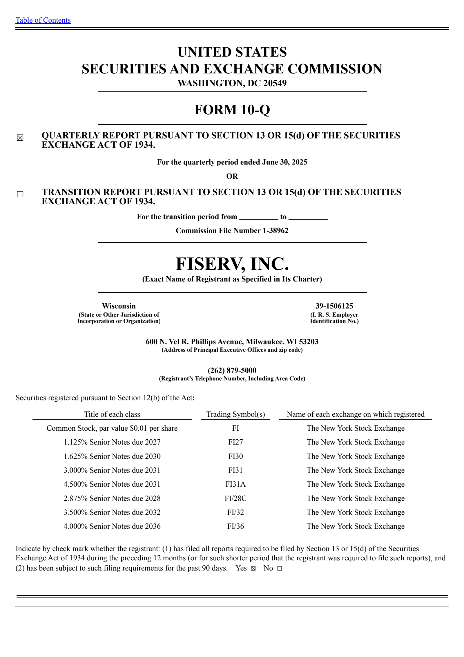 Fiserv's Q2 2025 Quarterly report