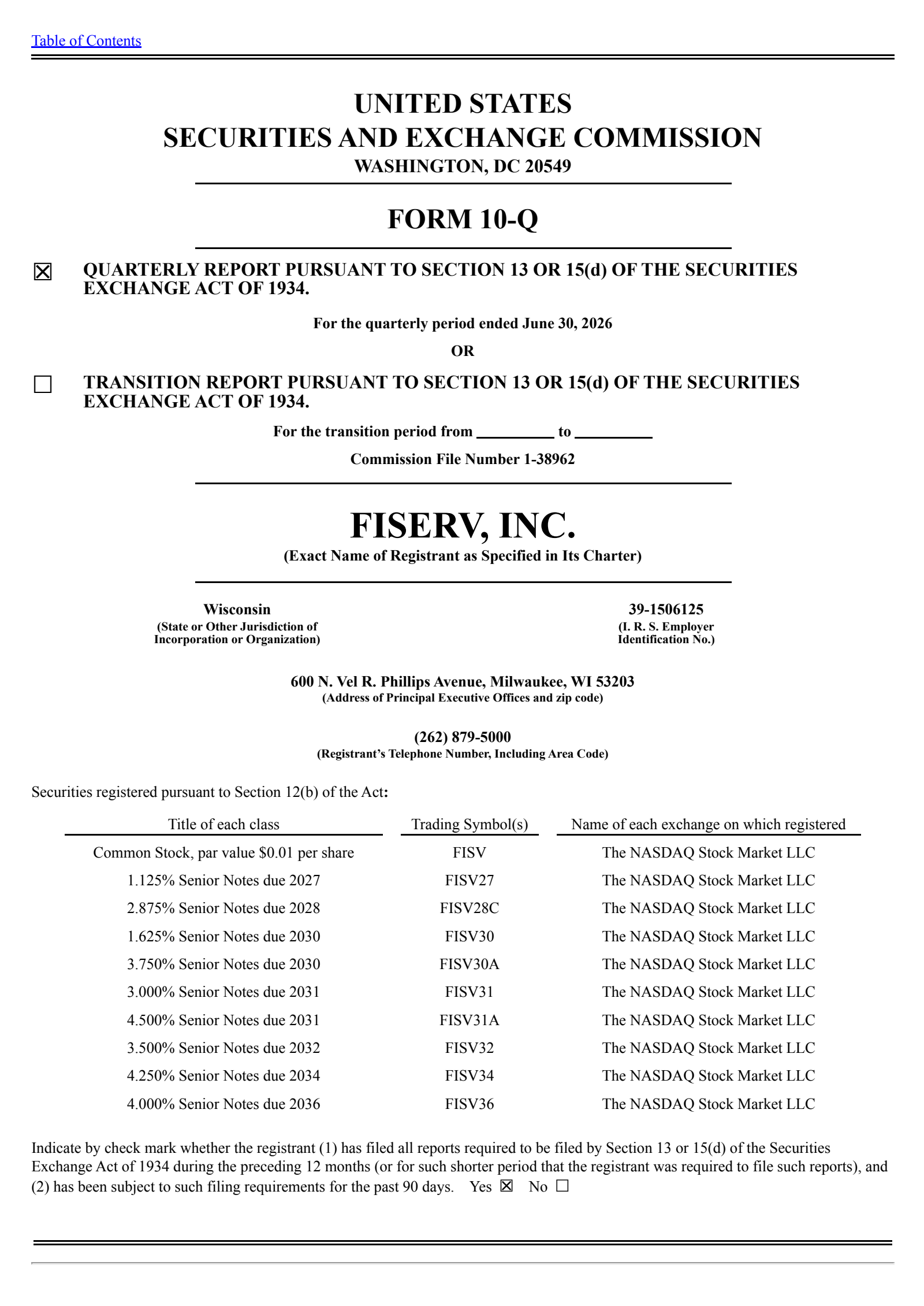 Fiserv's Q2 2026 Quarterly report