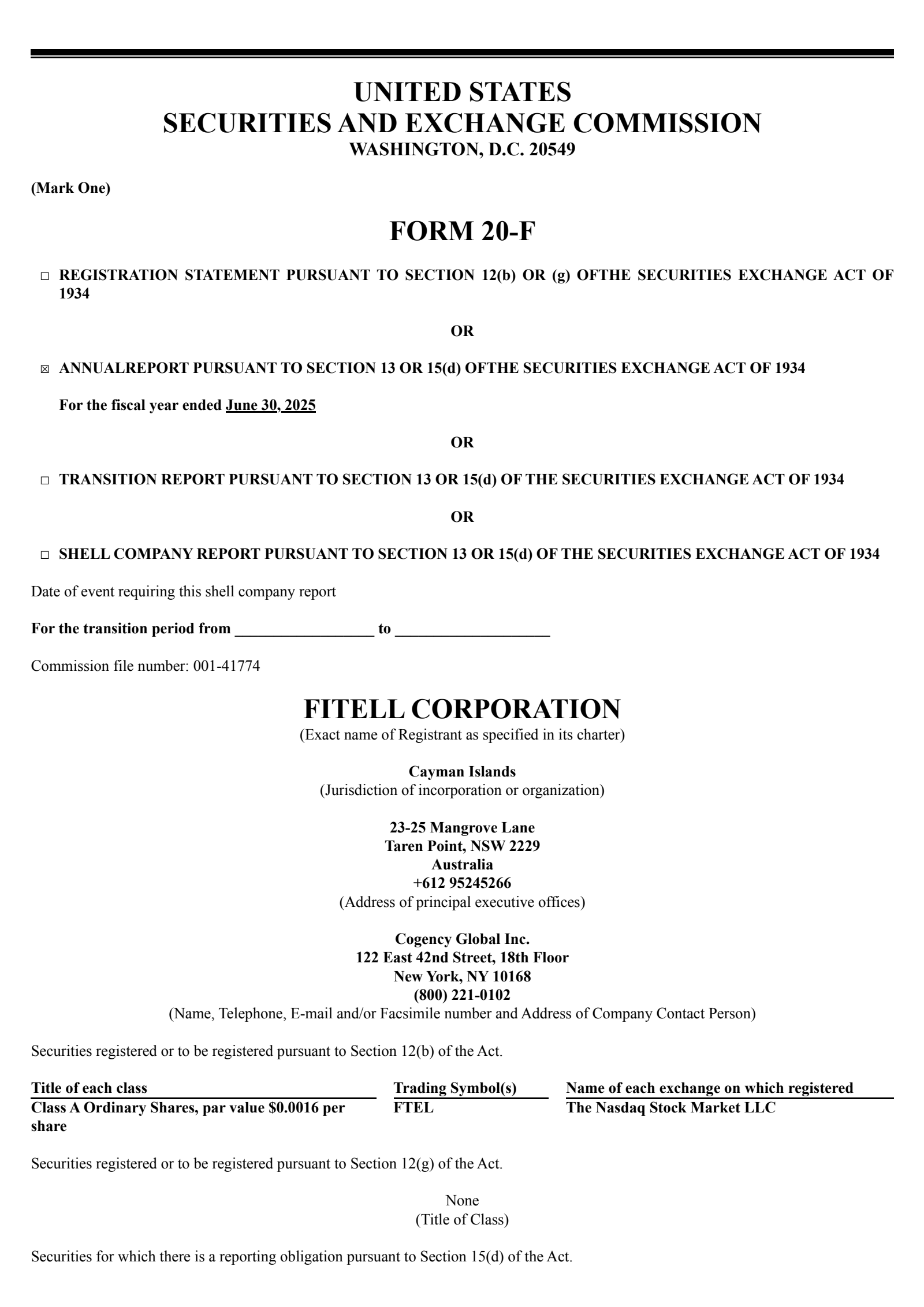 Fitell's Q4 2025 Annual Report