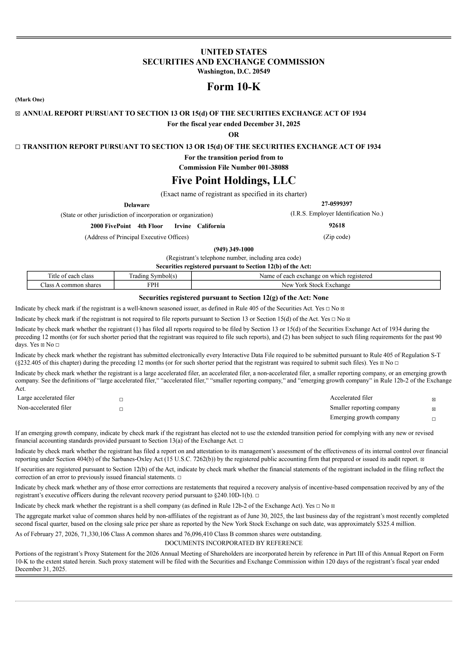 Five Point's Q4 2025 Annual report