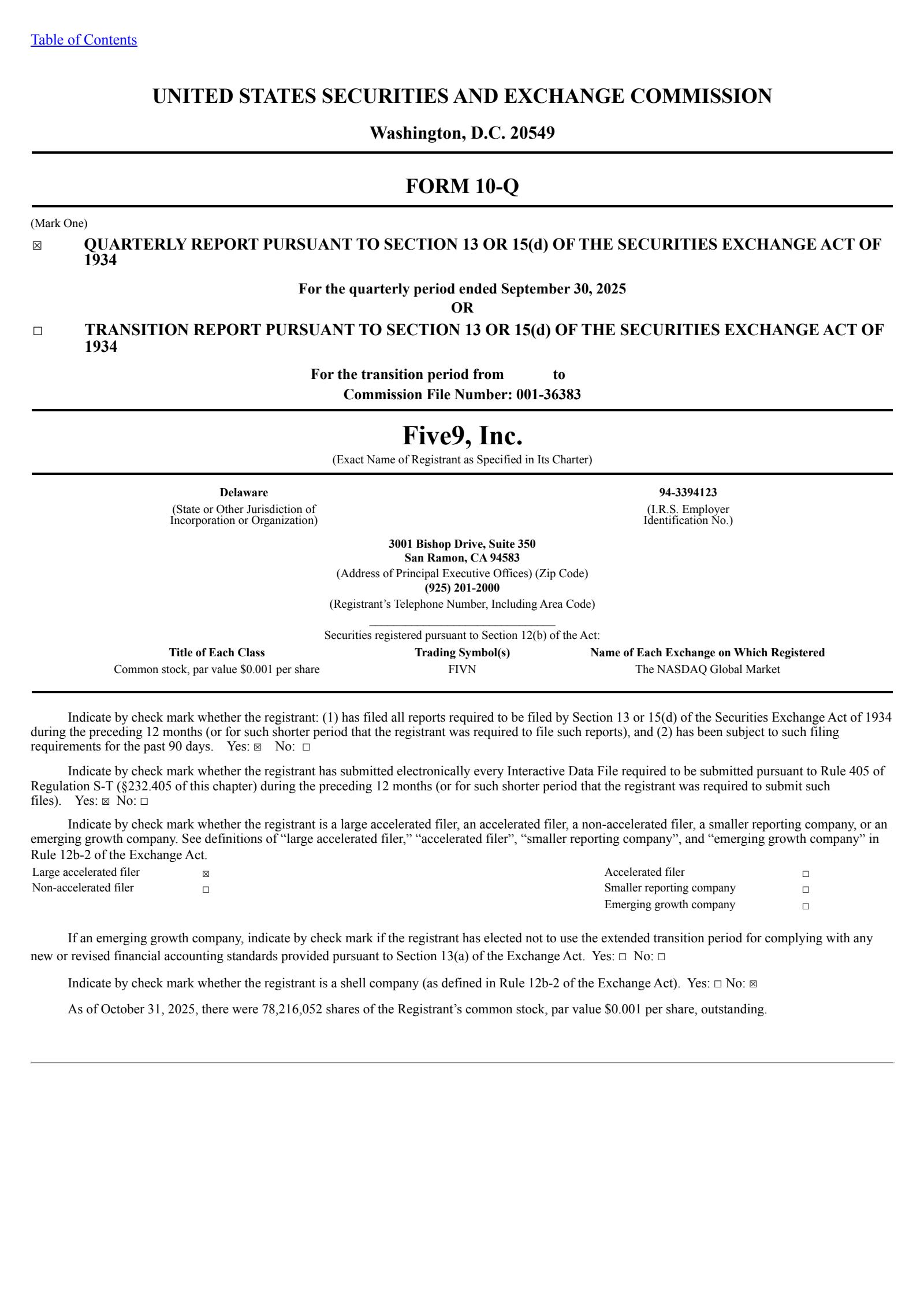 Five9's Q3 2025 Quarterly Report