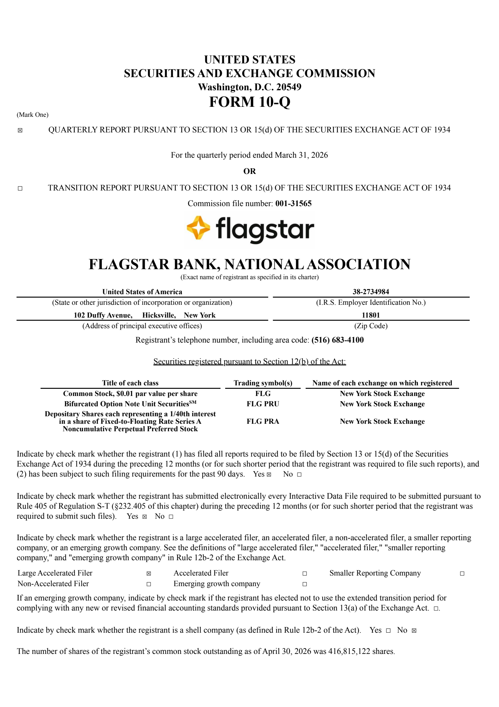 Flagstar Bank, National Association's Q1 2026 Quarterly report