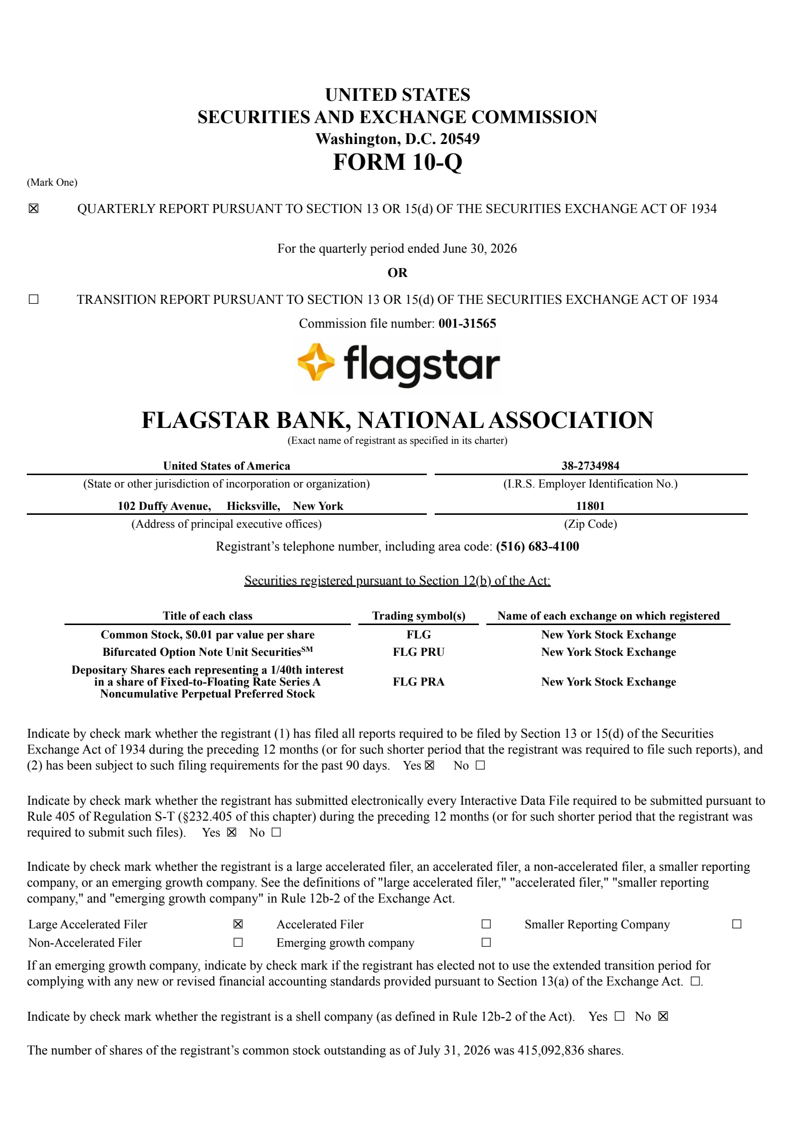 Flagstar Bank, National Association's Q2 2026 Quarterly report