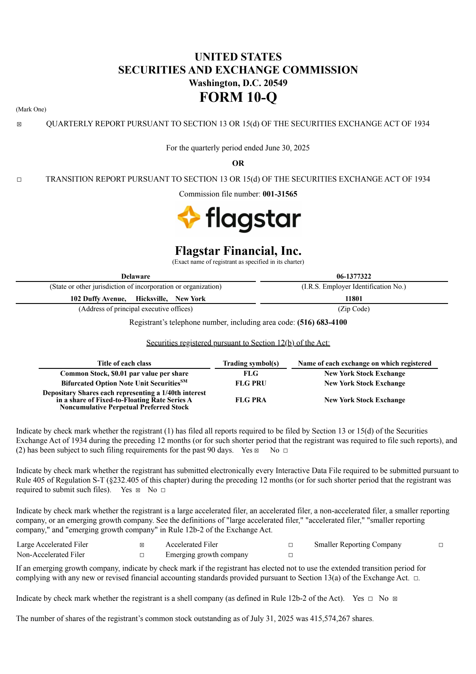 Flagstar Financial's Q2 2025 Quarterly report