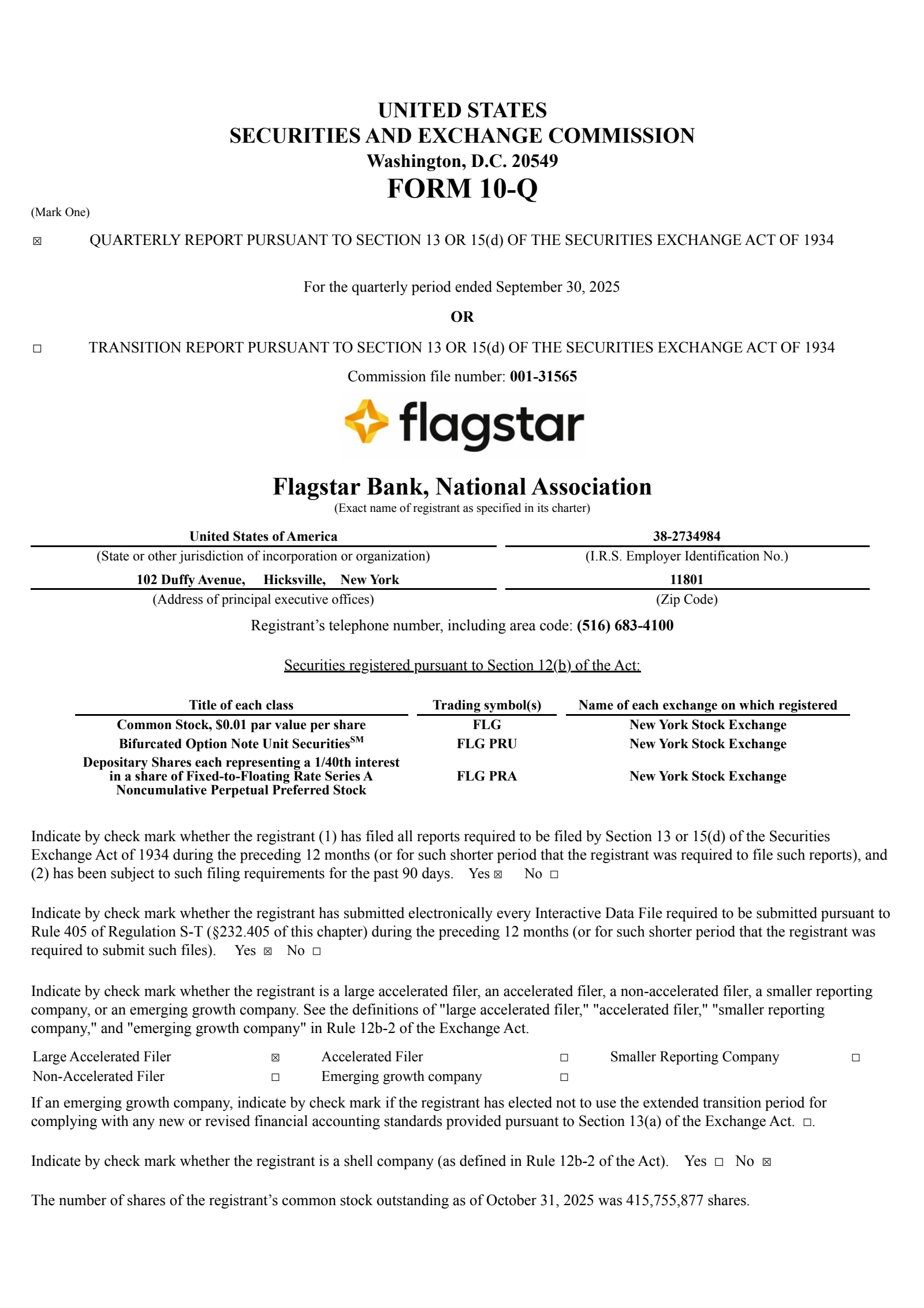 Flagstar Bank, National Association's Q3 2025 Quarterly Report