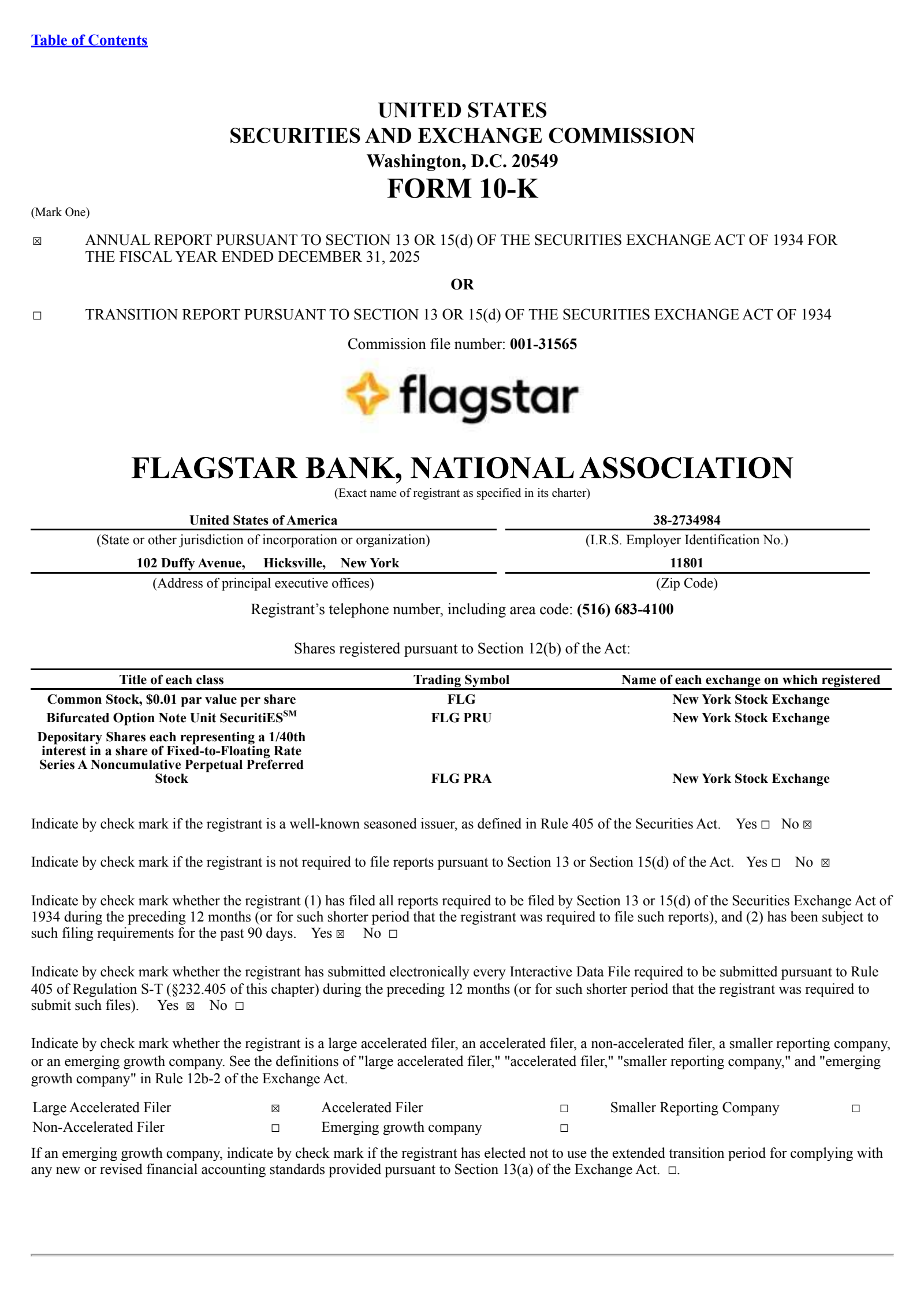 Flagstar Bank, National Association's Q4 2025 Annual report